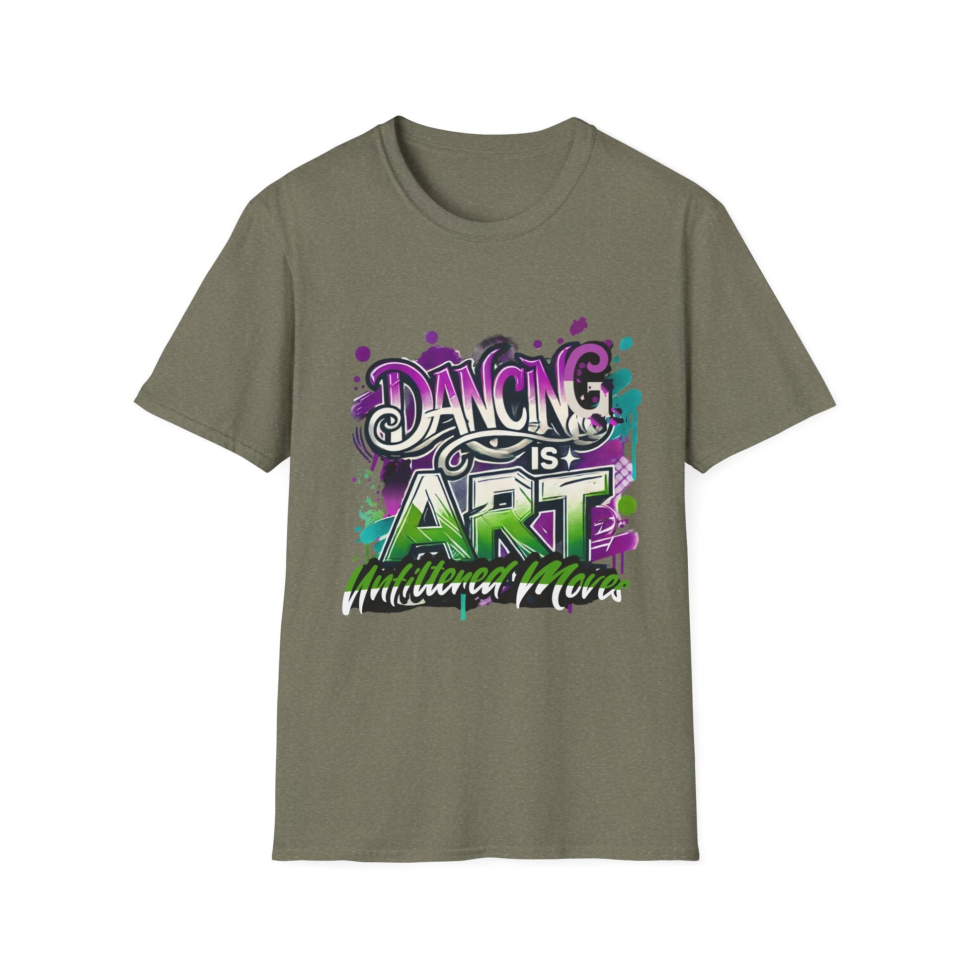 Dance Tee Unisex Softstyle T-Shirt: Dancing is Art & Unfiltered Moves Design
