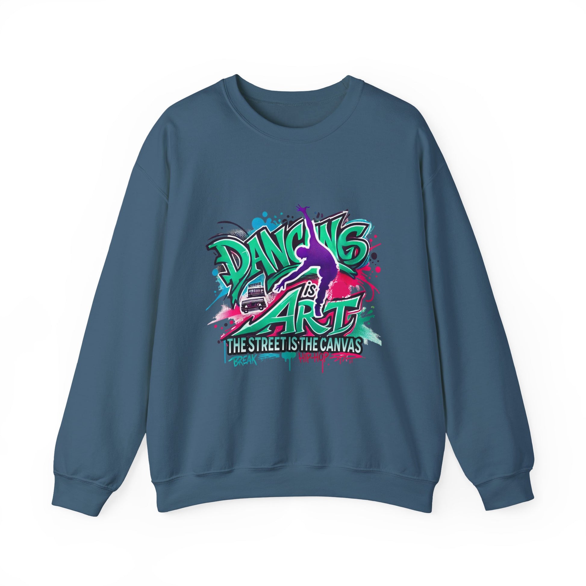 Colorful Street Art Sweatshirt, Unisex Crewneck Pullover, Dance Sweatshirt Gift, Streetwear Apparel, Artsy Fashion