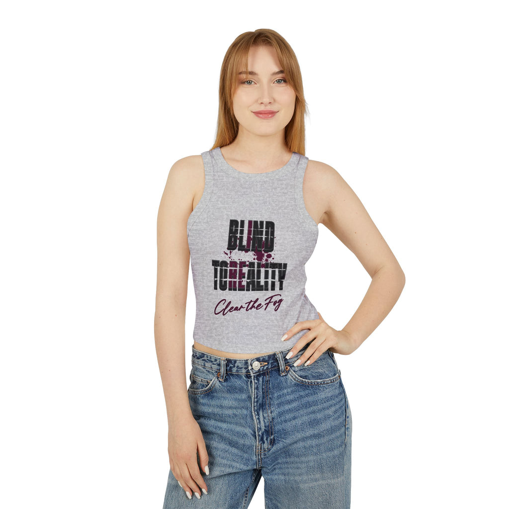 Stylish Women's Micro Rib Racer Tank Top - Perfect for Summer, Casual Wear, Workout, Festivals, Clear the Fog Design