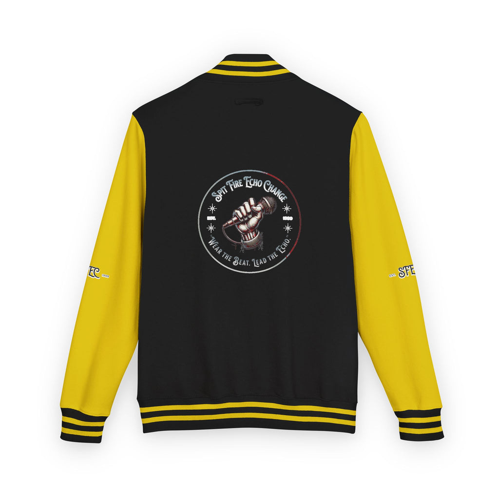 Unisex Varsity Letterman Jacket – Spit Fire Echo Change Embroidered Design