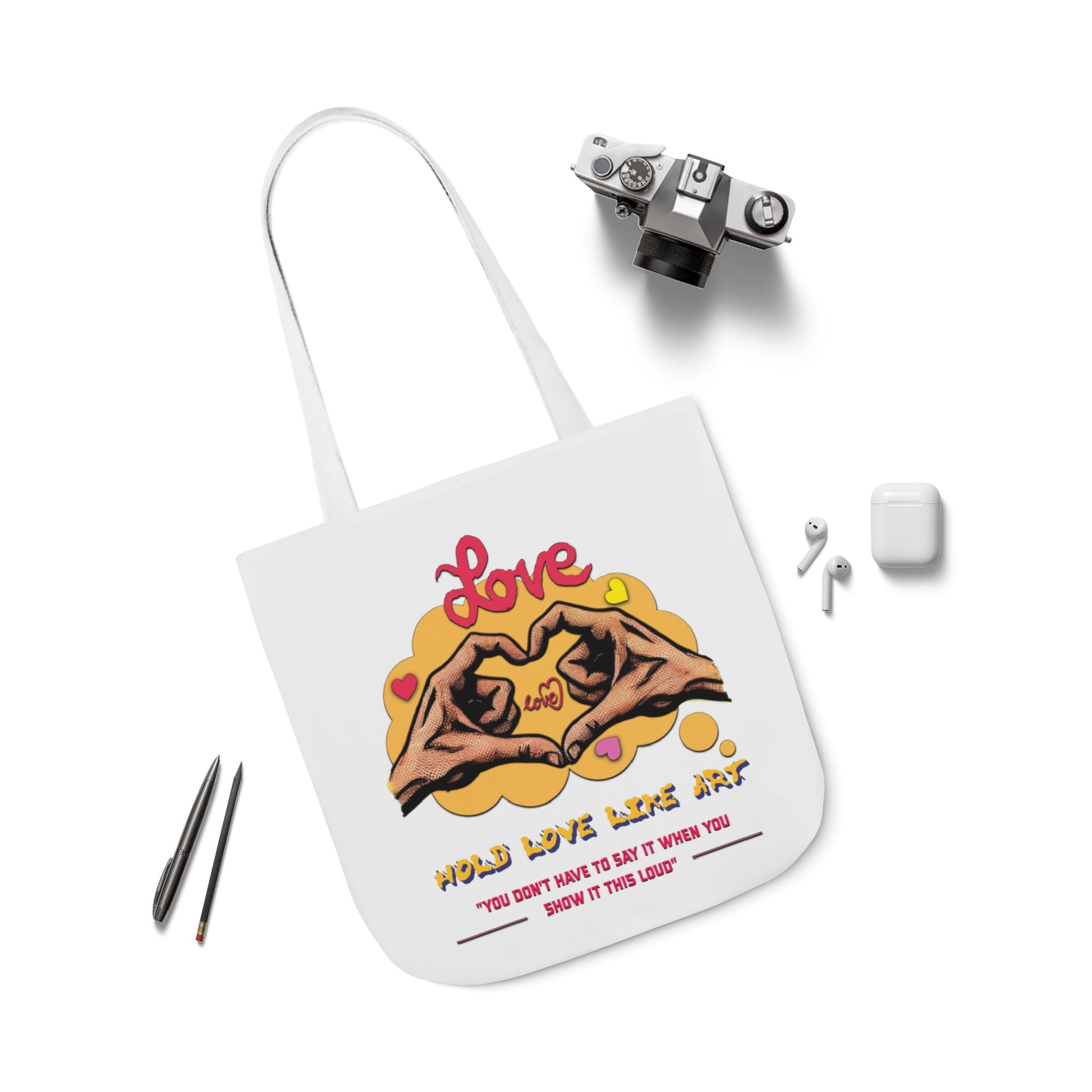 Love Canvas Tote Bag with 5-Color Straps - Perfect for Everyday Use, Gifts, Shopping, Eco-Friendly, Valentine's Day