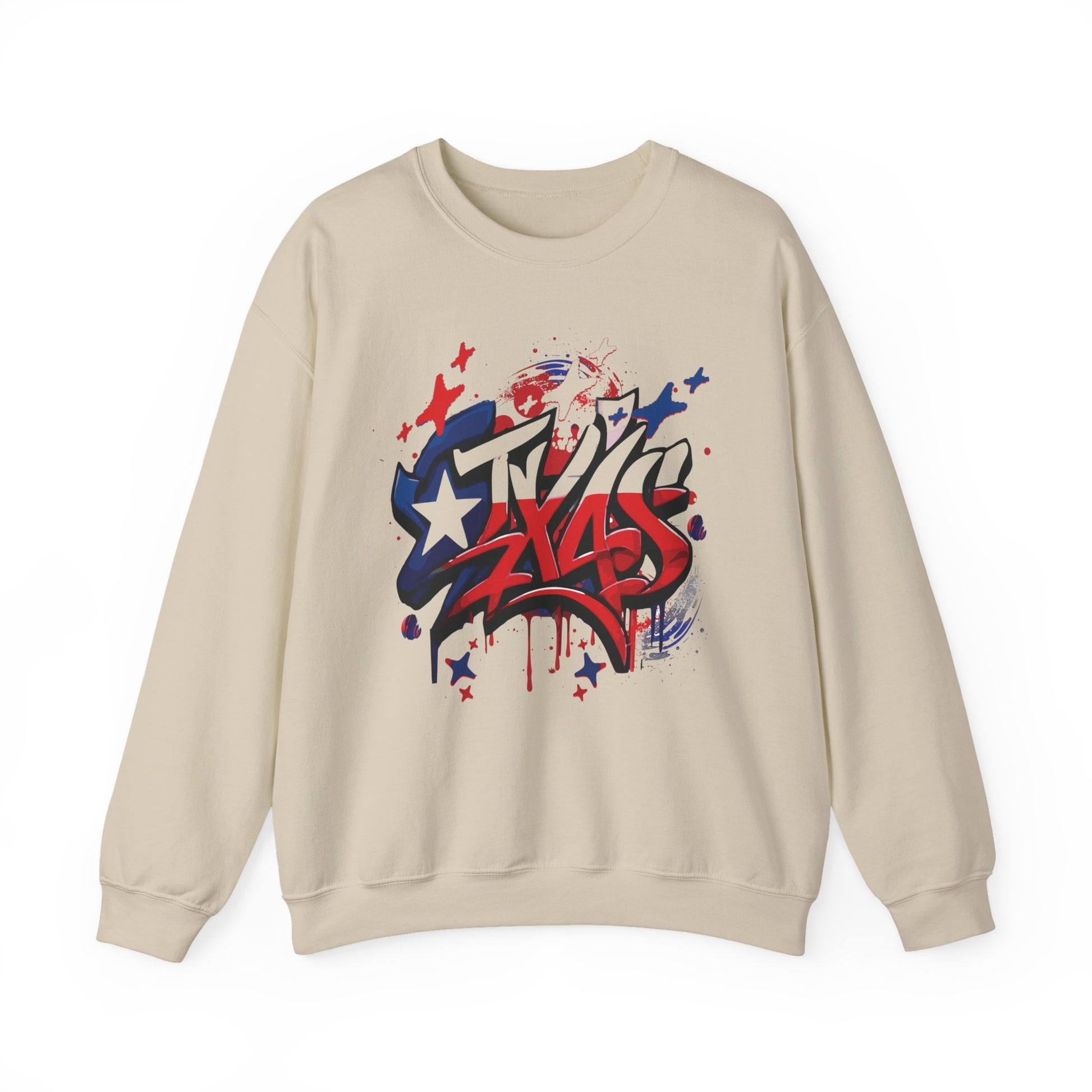 Texas Graffiti Crewneck Sweatshirt, Urban Streetwear, Unisex Fashion, Graphic Sweatshirt, Cozy Layering Piece, Gift for Him/Her
