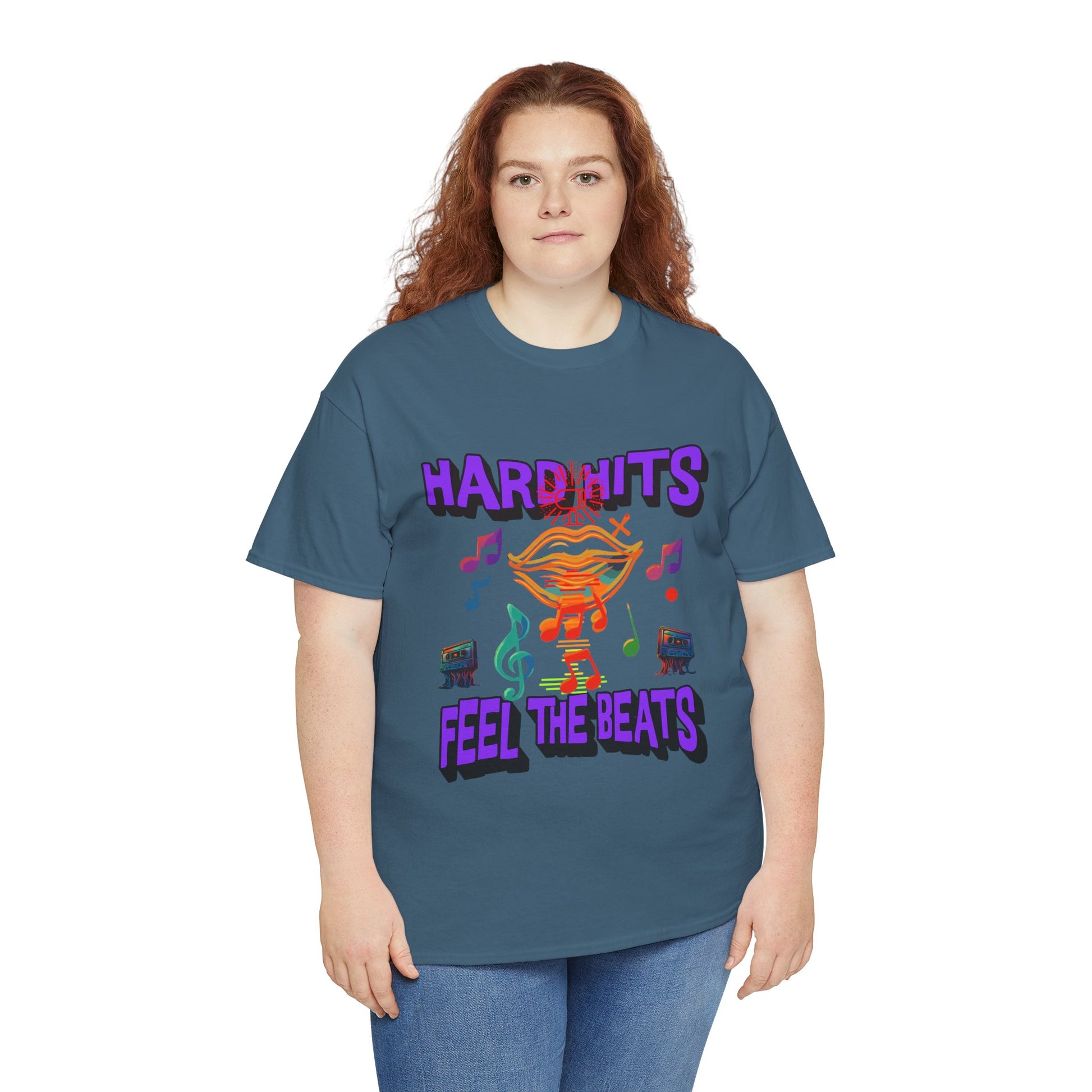 Music Lover Tee - Hard Hits Feel The Beats, Unisex Cotton Shirt, Perfect Gift for Musicians, Concerts, Festivals, Casual Wear