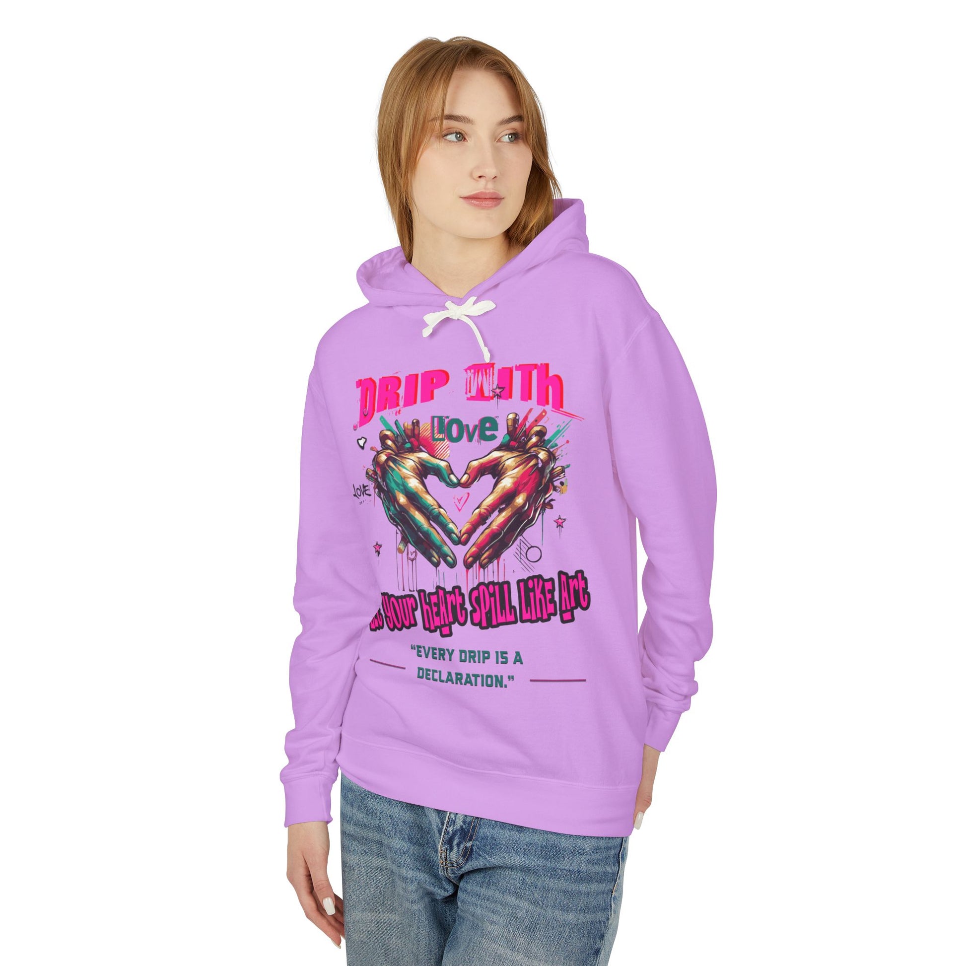 Colorful Love Hoodie, Unisex Sweatshirt for Couples, Unique Gift for Valentine's Day, Cozy Casual Hoodie, Drip with Love Design