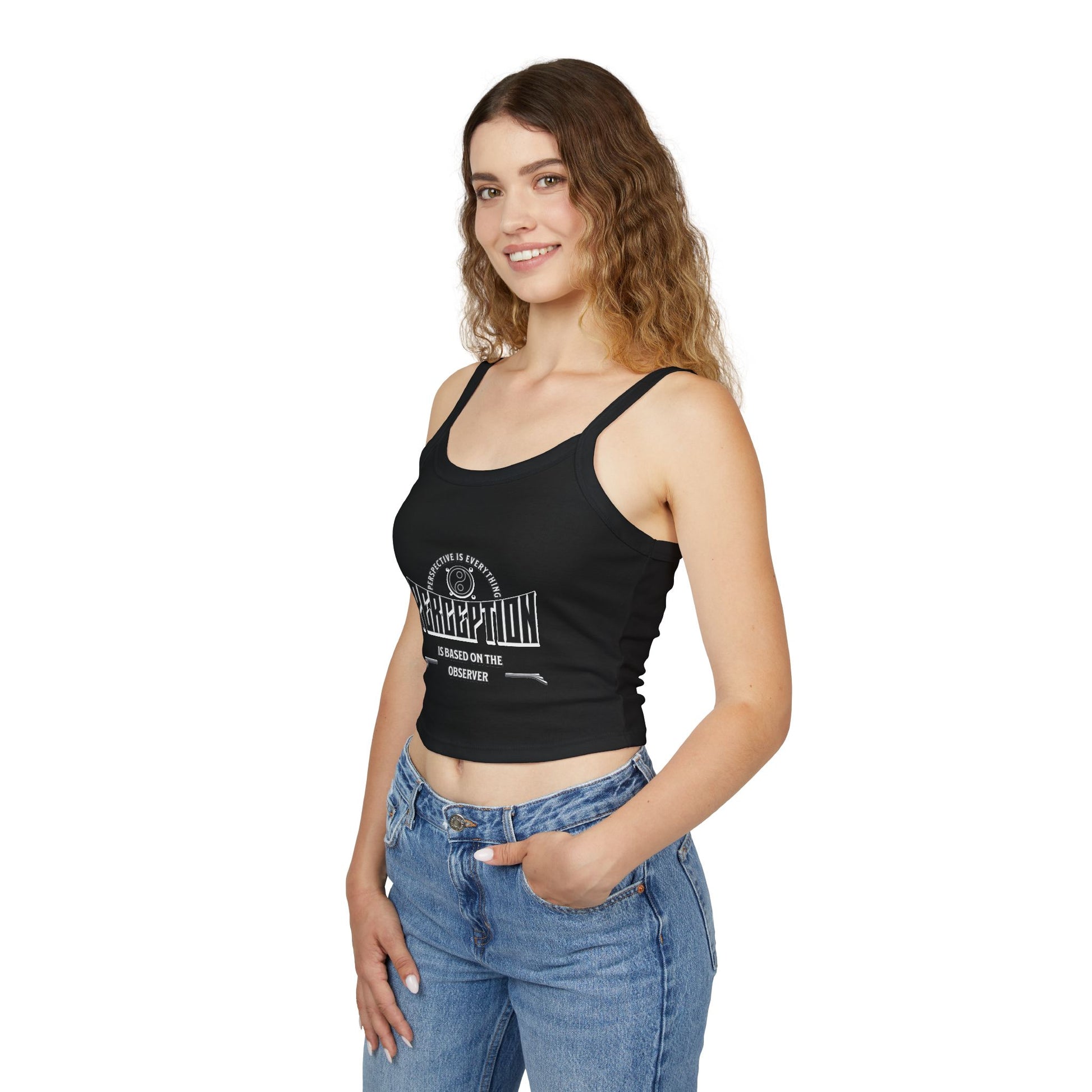 Women's Spaghetti Strap Tank Top - 'Perception' Graphic Tee, Casual Summer Wear, Gift for Her, Boho Style, Festival Top