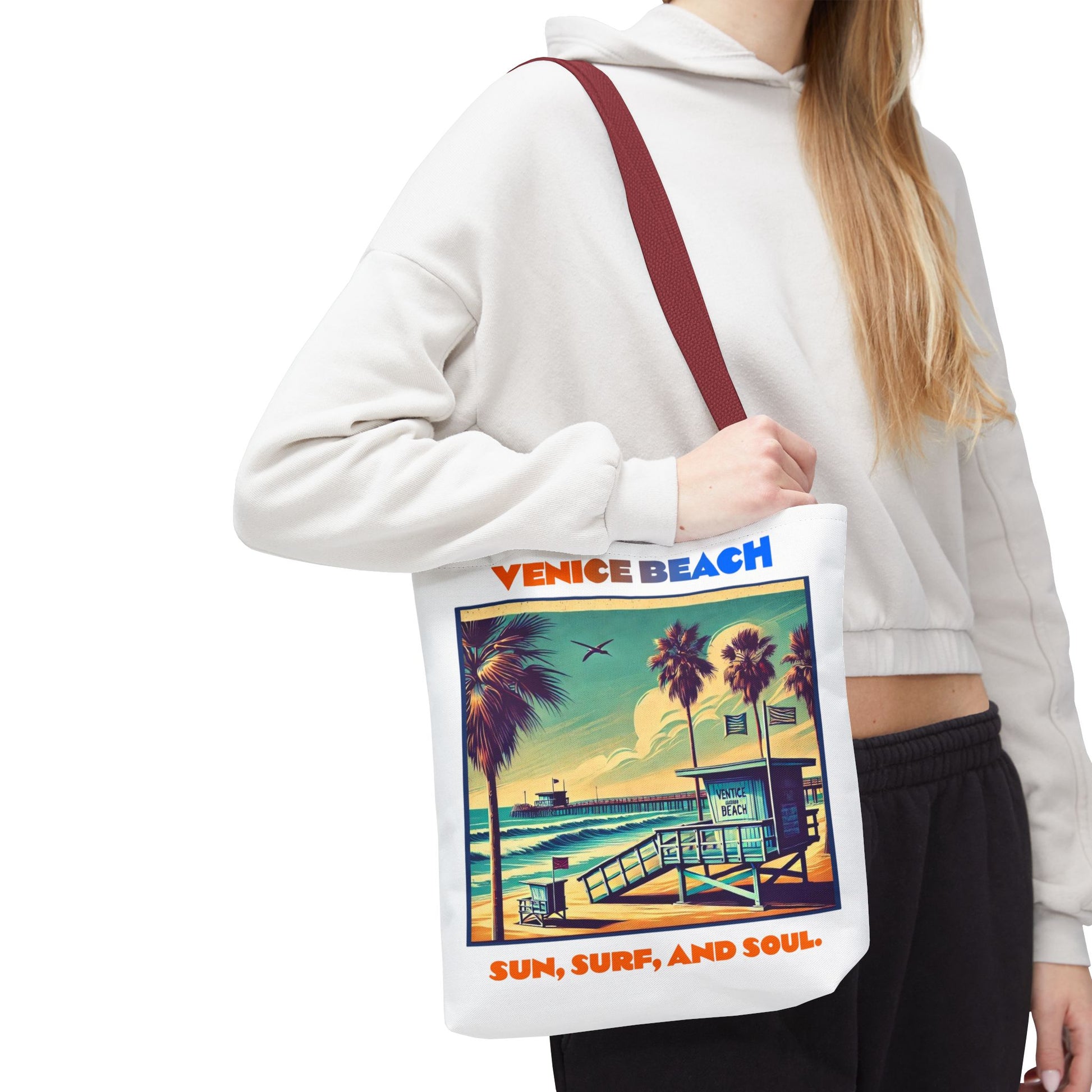 Venice Beach Tote Bag - Sun, Surf, and Soul, Beach Bag, Eco-Friendly, Summer Essential, Travel Tote, Gift for Beach Lovers