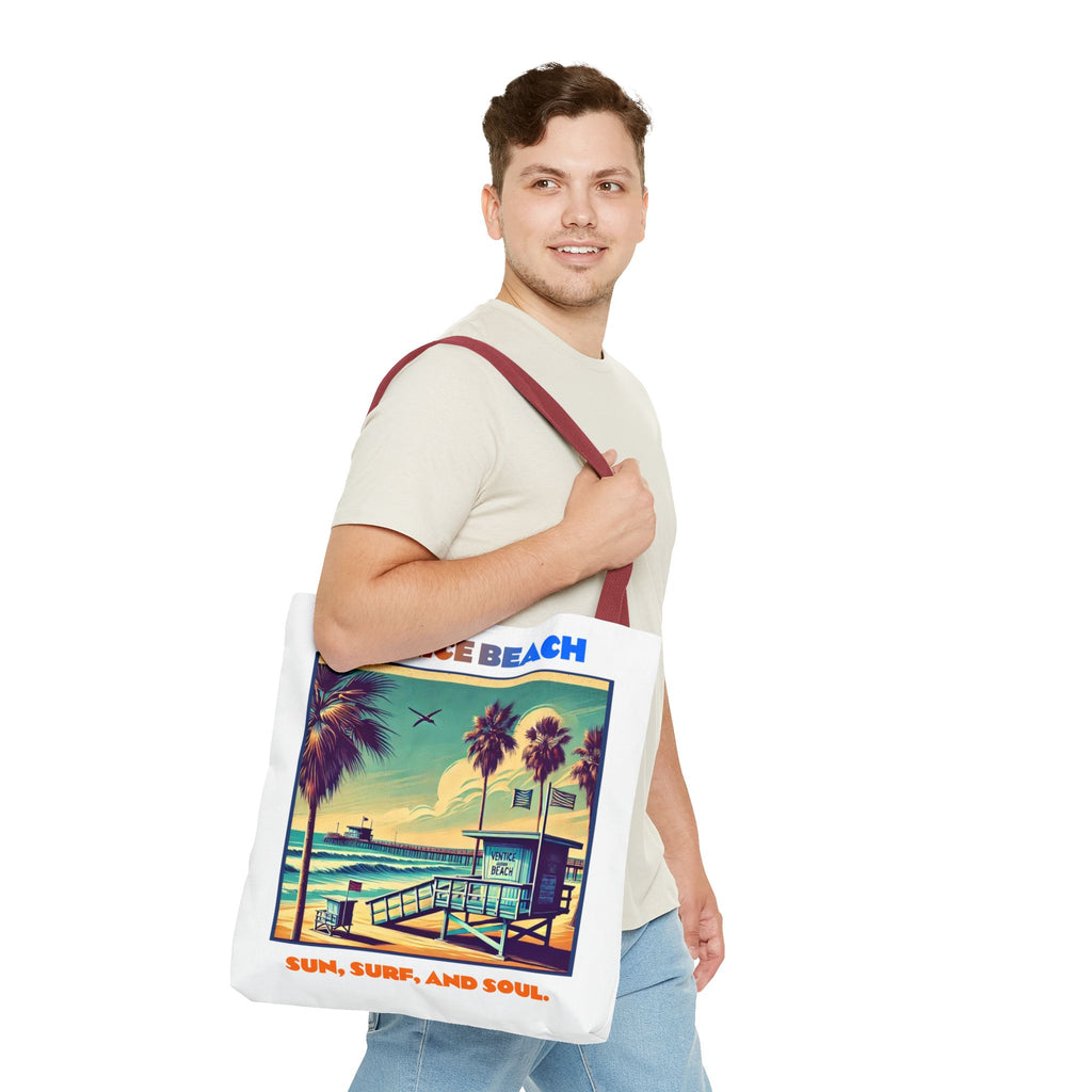 Venice Beach Tote Bag - Sun, Surf, and Soul, Beach Bag, Eco-Friendly, Summer Essential, Travel Tote, Gift for Beach Lovers