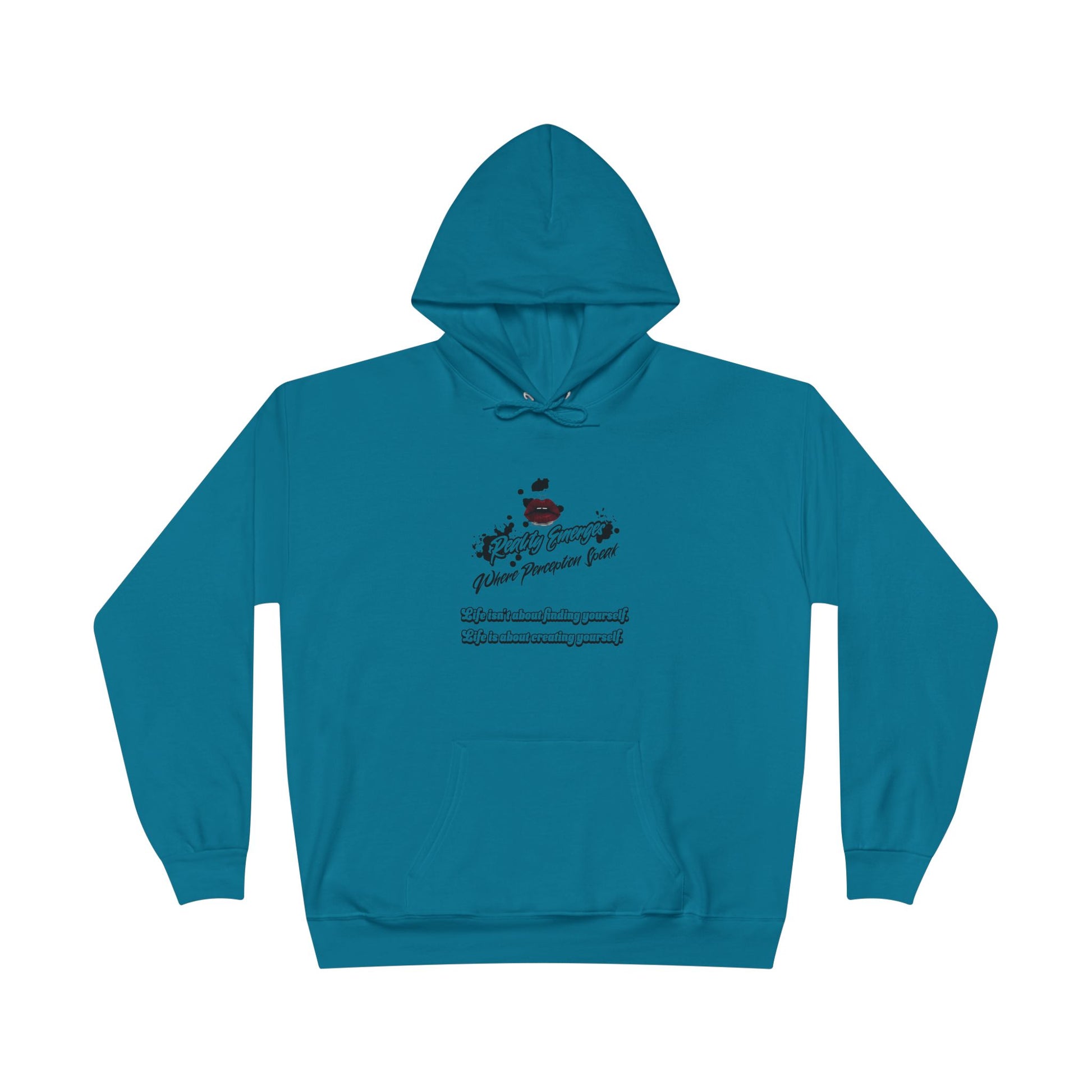 Hoodie Reality Emerges Where Perception Speaks Red Lips and Ink Splatter Design