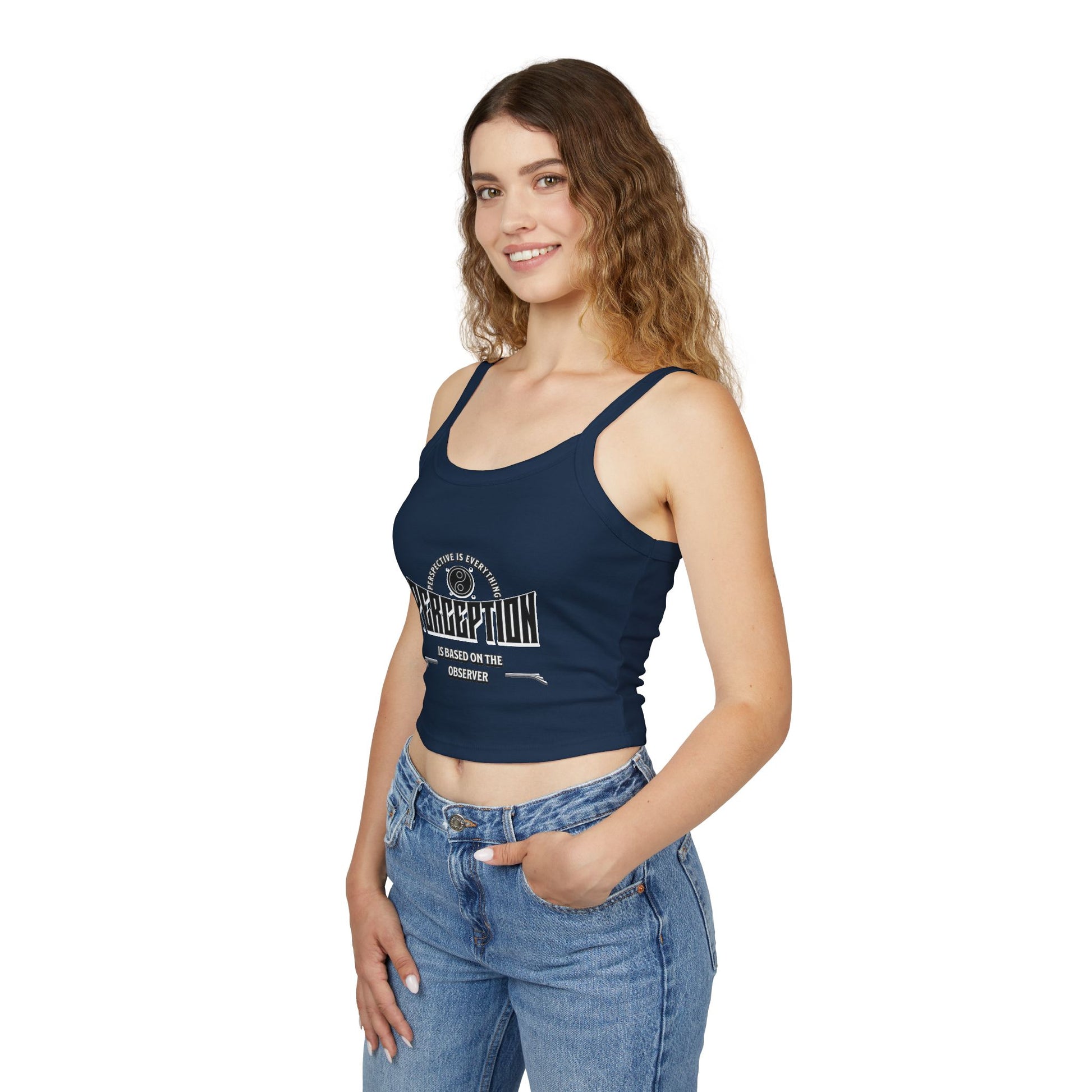 Women's Spaghetti Strap Tank Top - 'Perception' Graphic Tee, Casual Summer Wear, Gift for Her, Boho Style, Festival Top