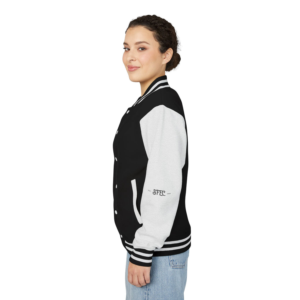 Unisex Varsity Letterman Jacket – Spit Fire Echo Change Embroidered Design