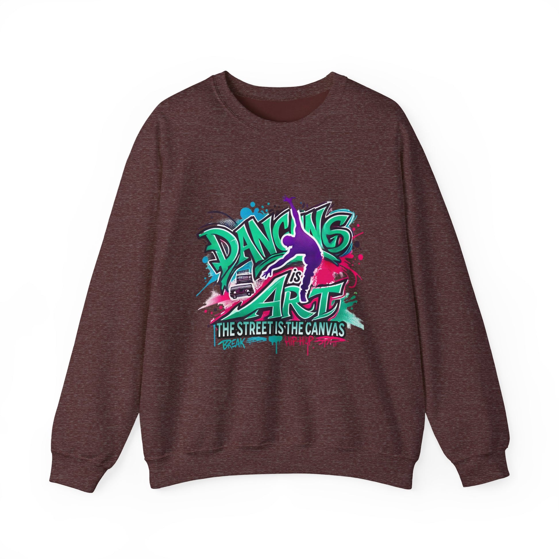 Colorful Street Art Sweatshirt, Unisex Crewneck Pullover, Dance Sweatshirt Gift, Streetwear Apparel, Artsy Fashion