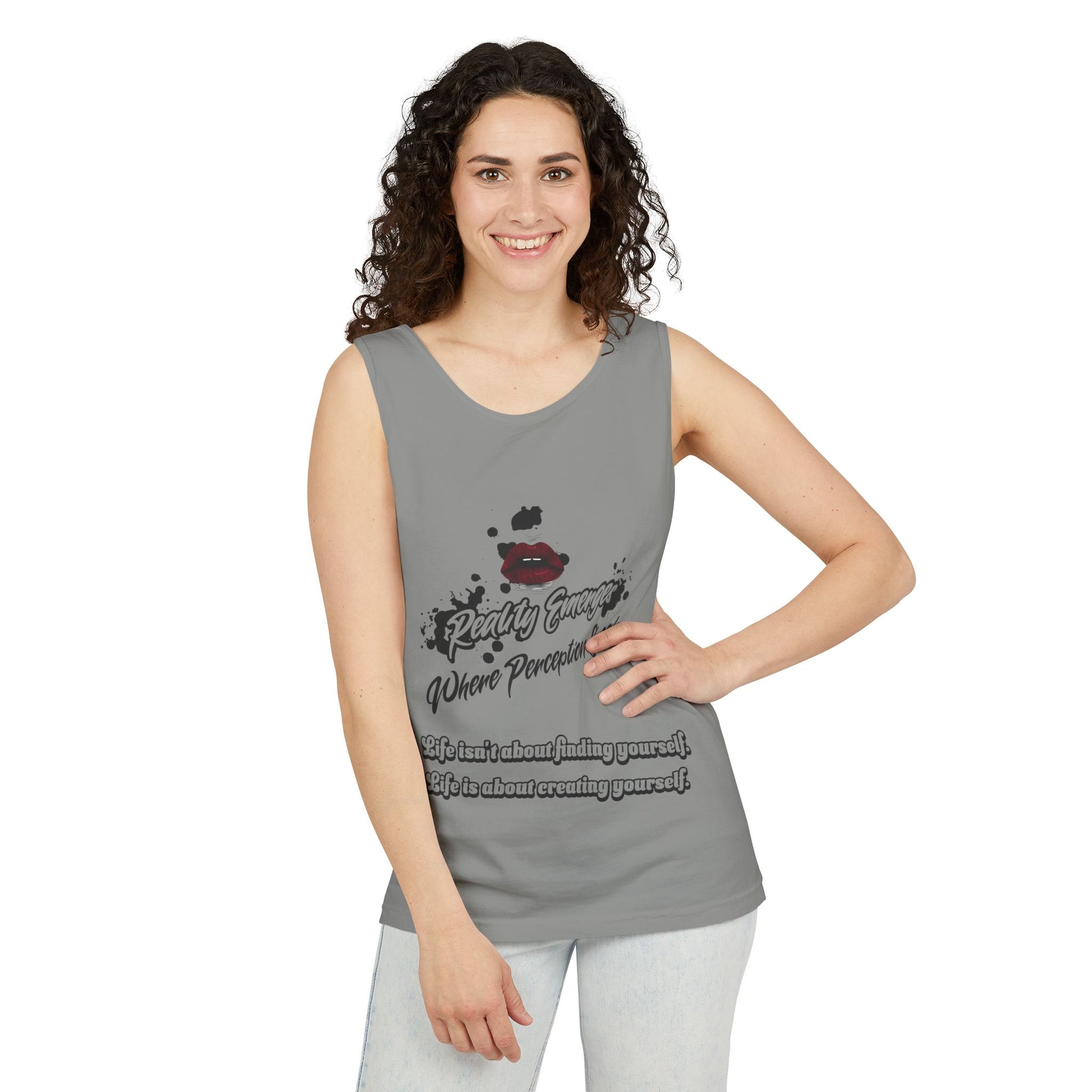 Tank Top - "Create Yourself" Quote Design, Motivational Apparel, Gift for Self-Love, Summer Essential, Positive Vibes