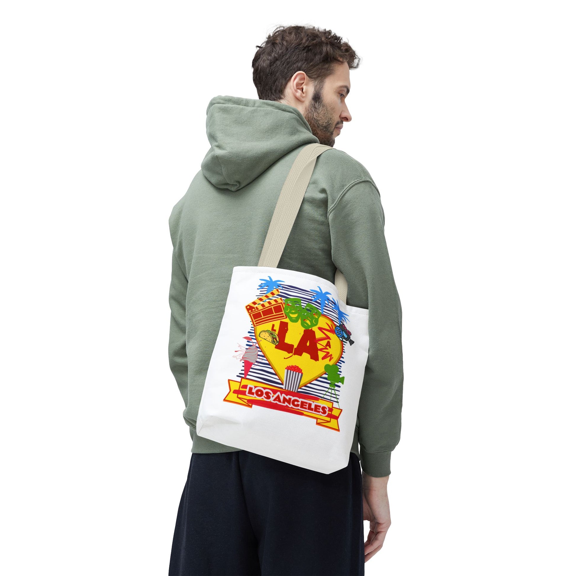 Los Angeles Love Tote Bag, Fun Beach Bag, Travel Tote, Summer Accessory, Gift for Travelers, AOP Design