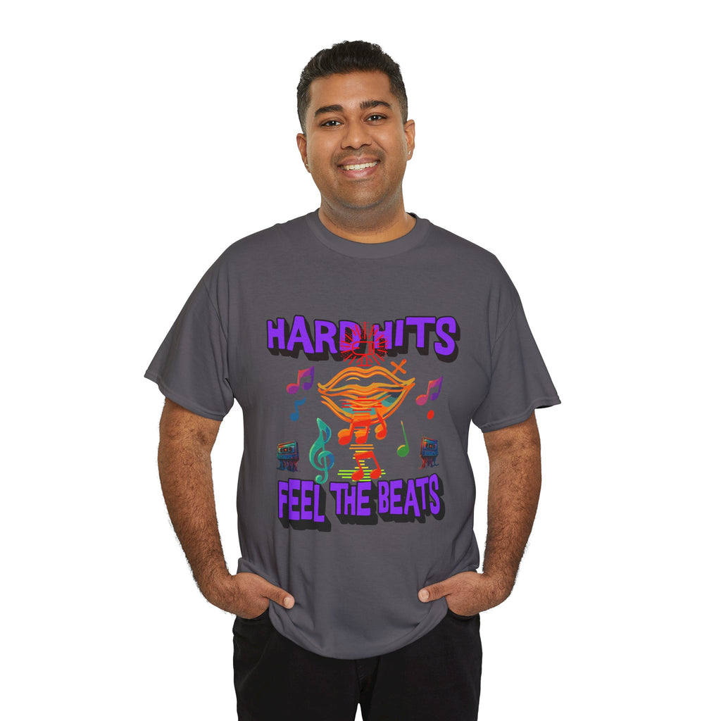 Music Lover Tee - Hard Hits Feel The Beats, Unisex Cotton Shirt, Perfect Gift for Musicians, Concerts, Festivals, Casual Wear