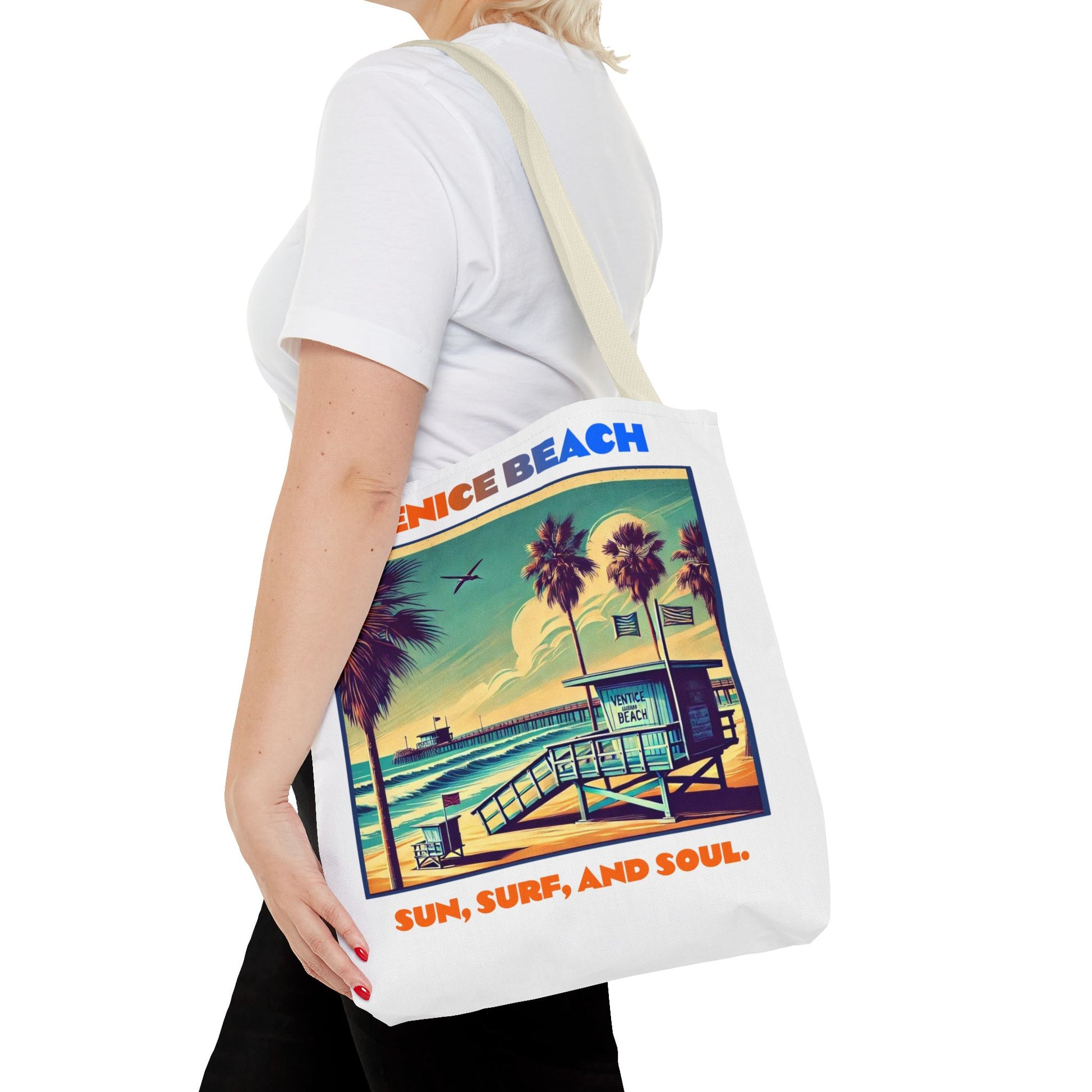 Venice Beach Tote Bag - Sun, Surf, and Soul, Beach Bag, Eco-Friendly, Summer Essential, Travel Tote, Gift for Beach Lovers