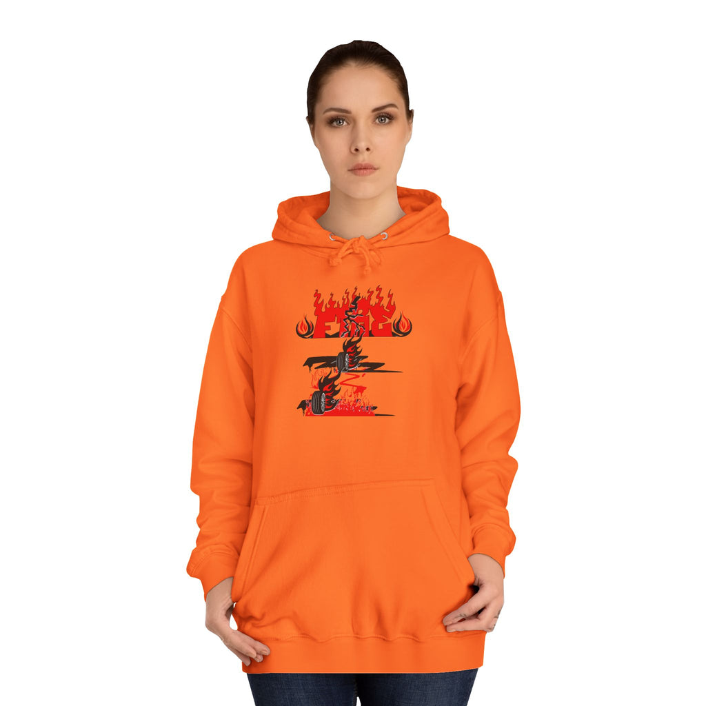 College Hoodie - "Fire" - Unisex Hooded Sweatshirt, Campus Apparel, Gift for Students, College Life, Orange Hoodie
