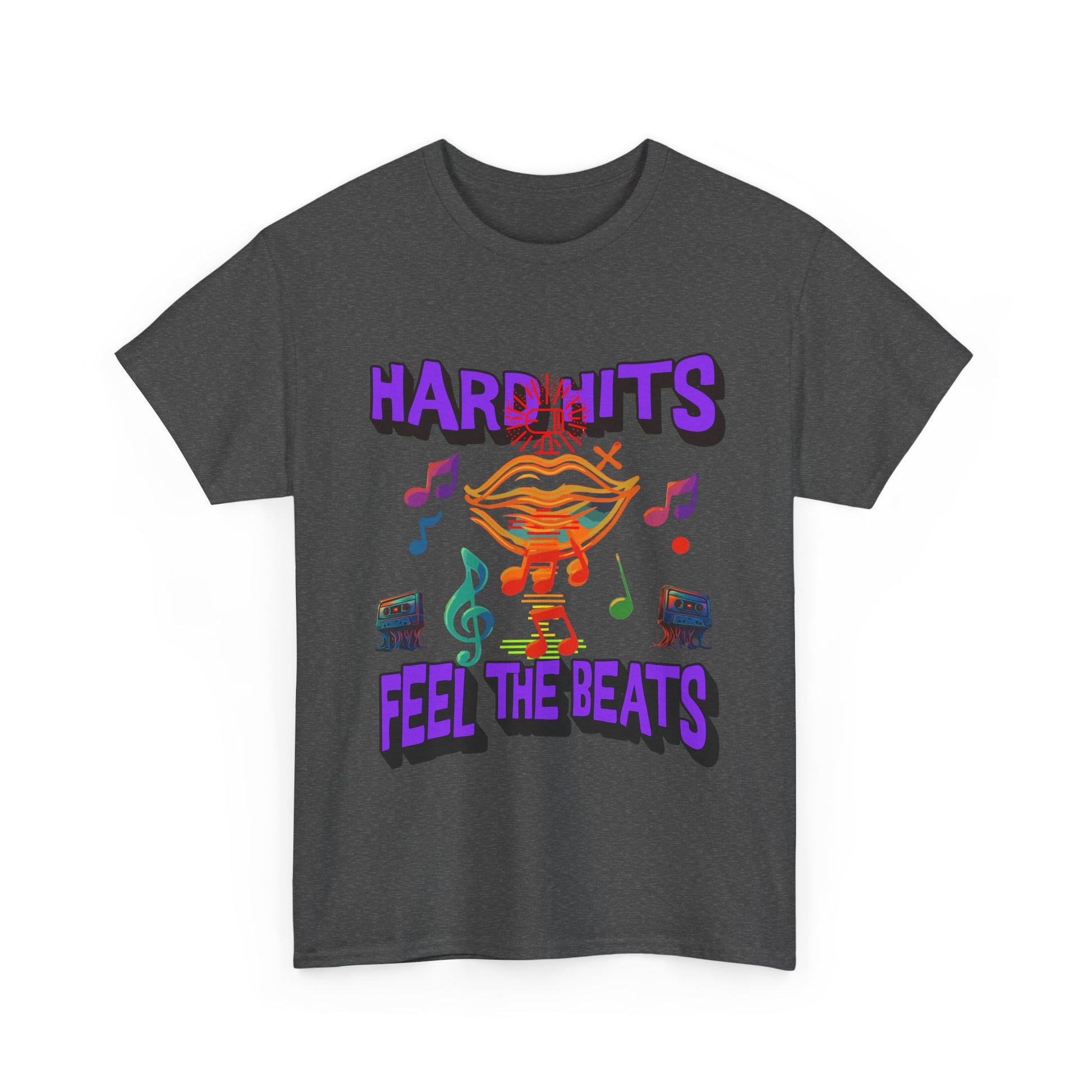 Music Lover Tee - Hard Hits Feel The Beats, Unisex Cotton Shirt, Perfect Gift for Musicians, Concerts, Festivals, Casual Wear