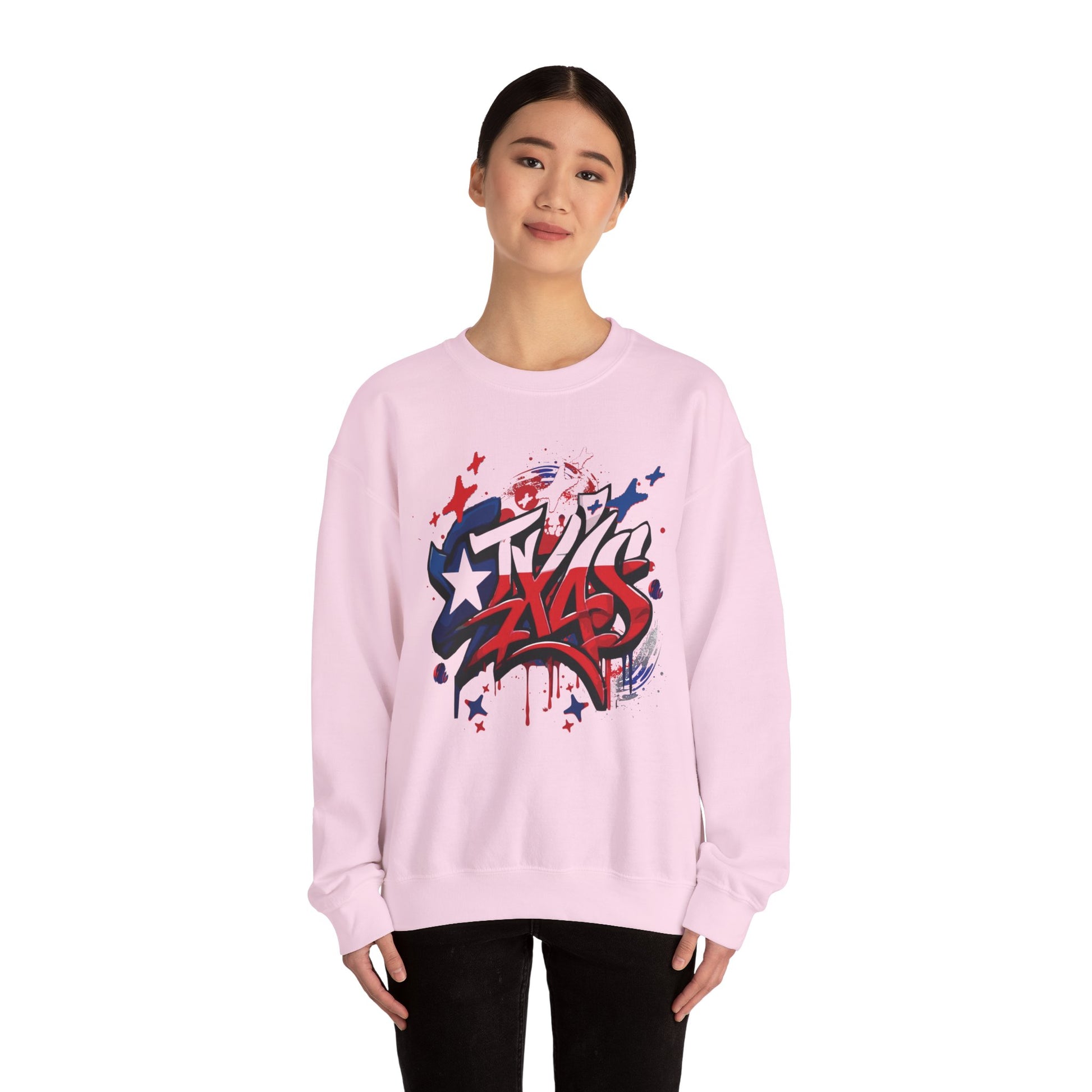 Texas Graffiti Crewneck Sweatshirt, Urban Streetwear, Unisex Fashion, Graphic Sweatshirt, Cozy Layering Piece, Gift for Him/Her