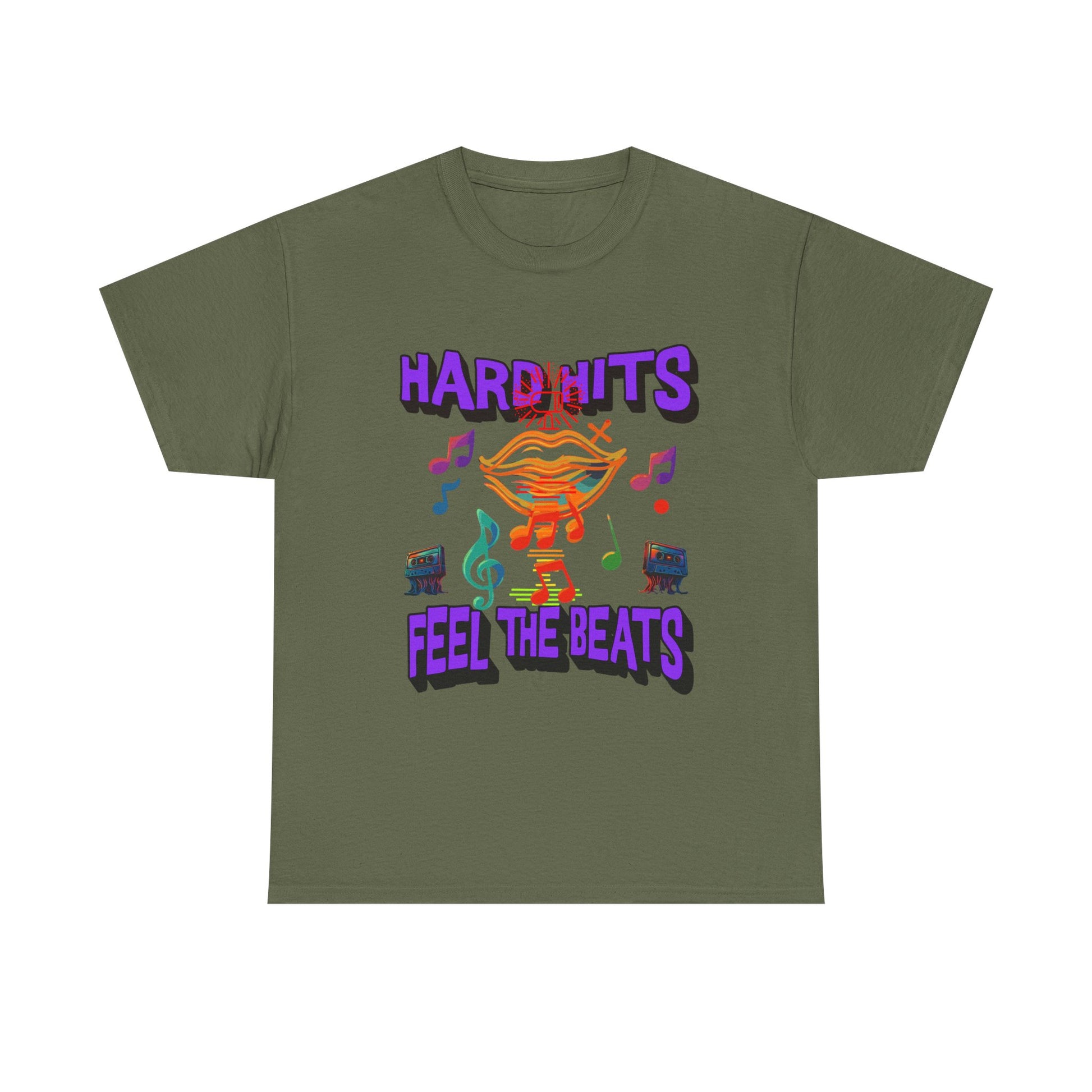 Music Lover Tee - Hard Hits Feel The Beats, Unisex Cotton Shirt, Perfect Gift for Musicians, Concerts, Festivals, Casual Wear