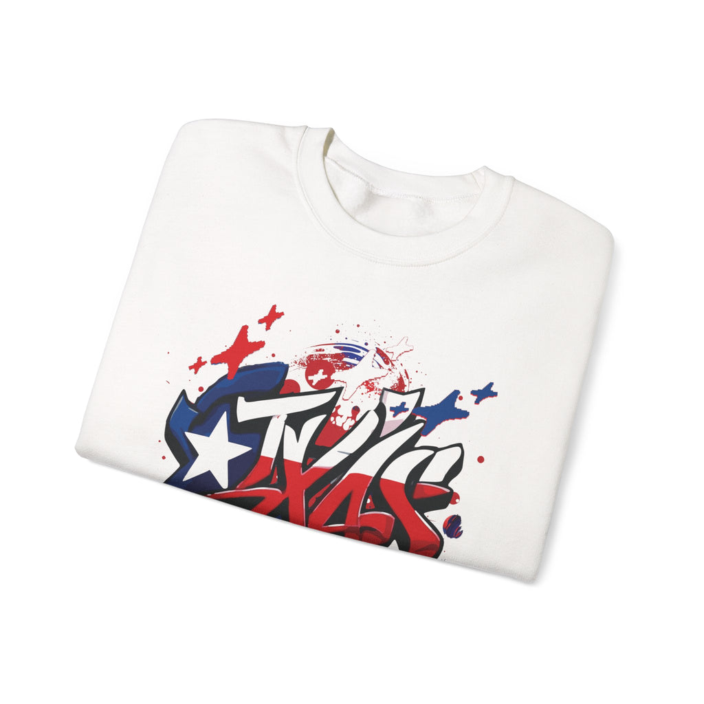 Texas Graffiti Crewneck Sweatshirt, Urban Streetwear, Unisex Fashion, Graphic Sweatshirt, Cozy Layering Piece, Gift for Him/Her