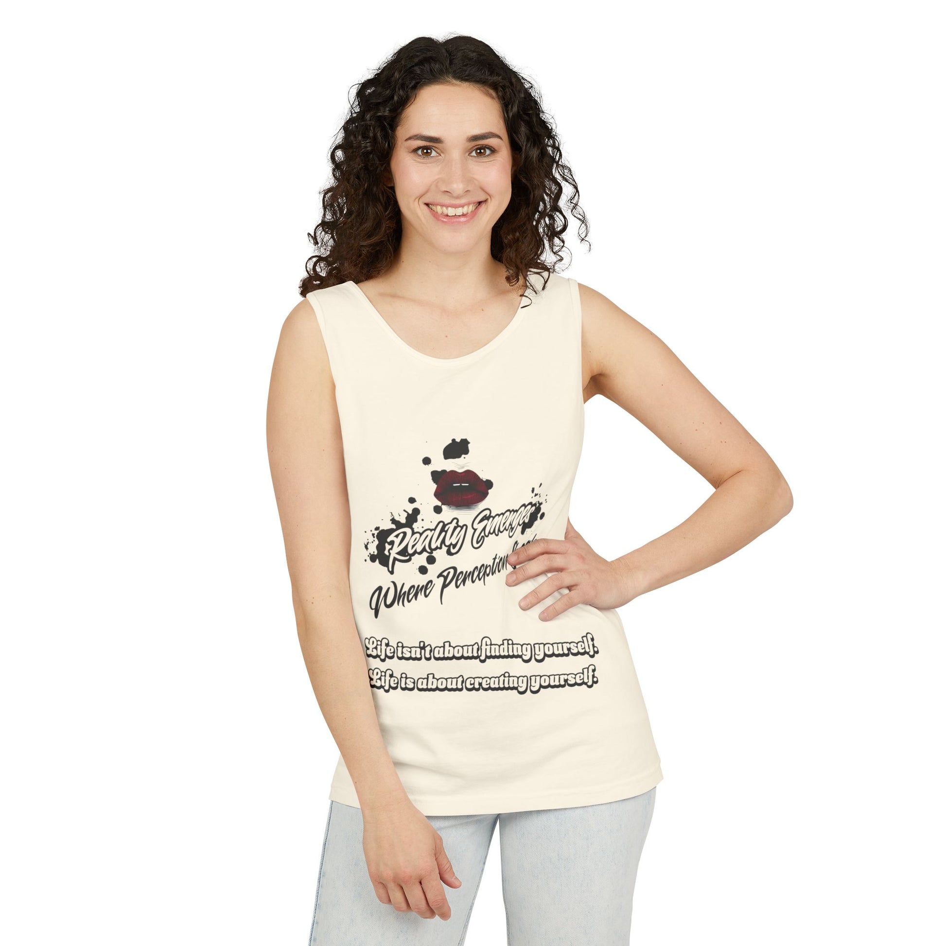 Tank Top - "Create Yourself" Quote Design, Motivational Apparel, Gift for Self-Love, Summer Essential, Positive Vibes