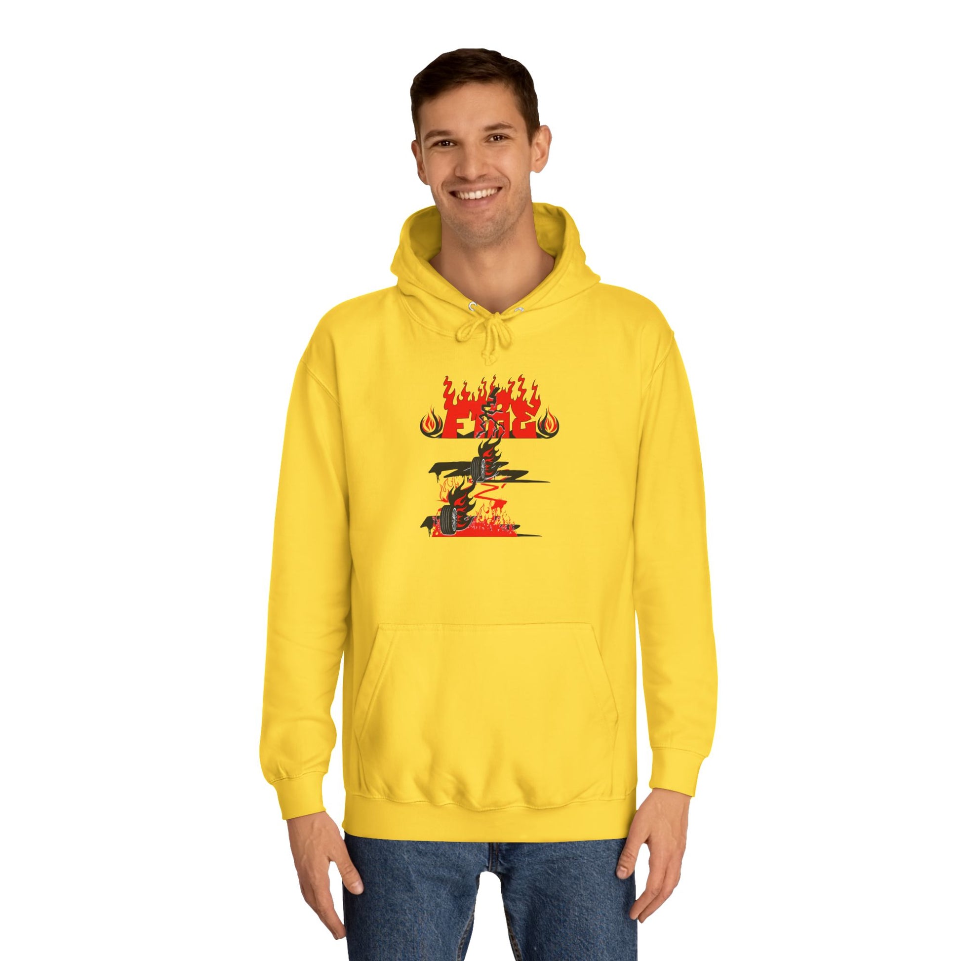 College Hoodie - "Fire" - Unisex Hooded Sweatshirt, Campus Apparel, Gift for Students, College Life, Orange Hoodie