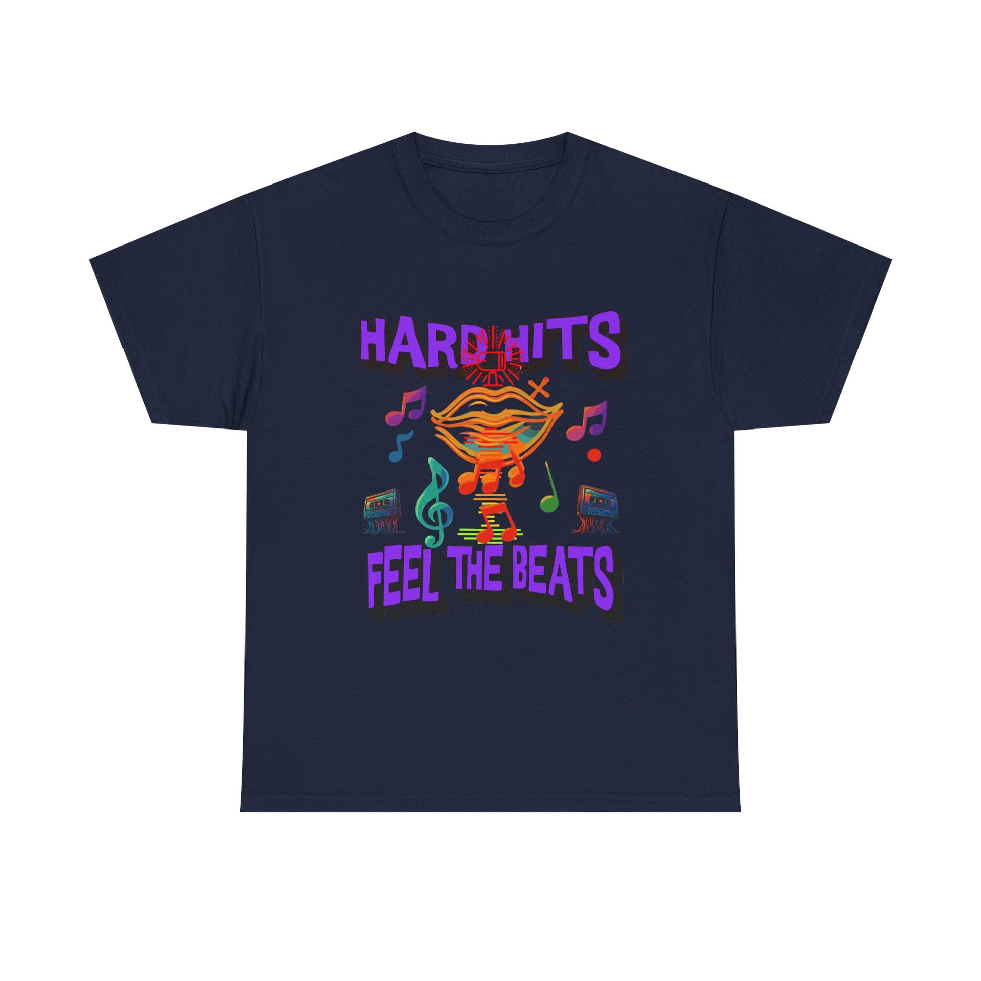 Music Lover Tee - Hard Hits Feel The Beats, Unisex Cotton Shirt, Perfect Gift for Musicians, Concerts, Festivals, Casual Wear