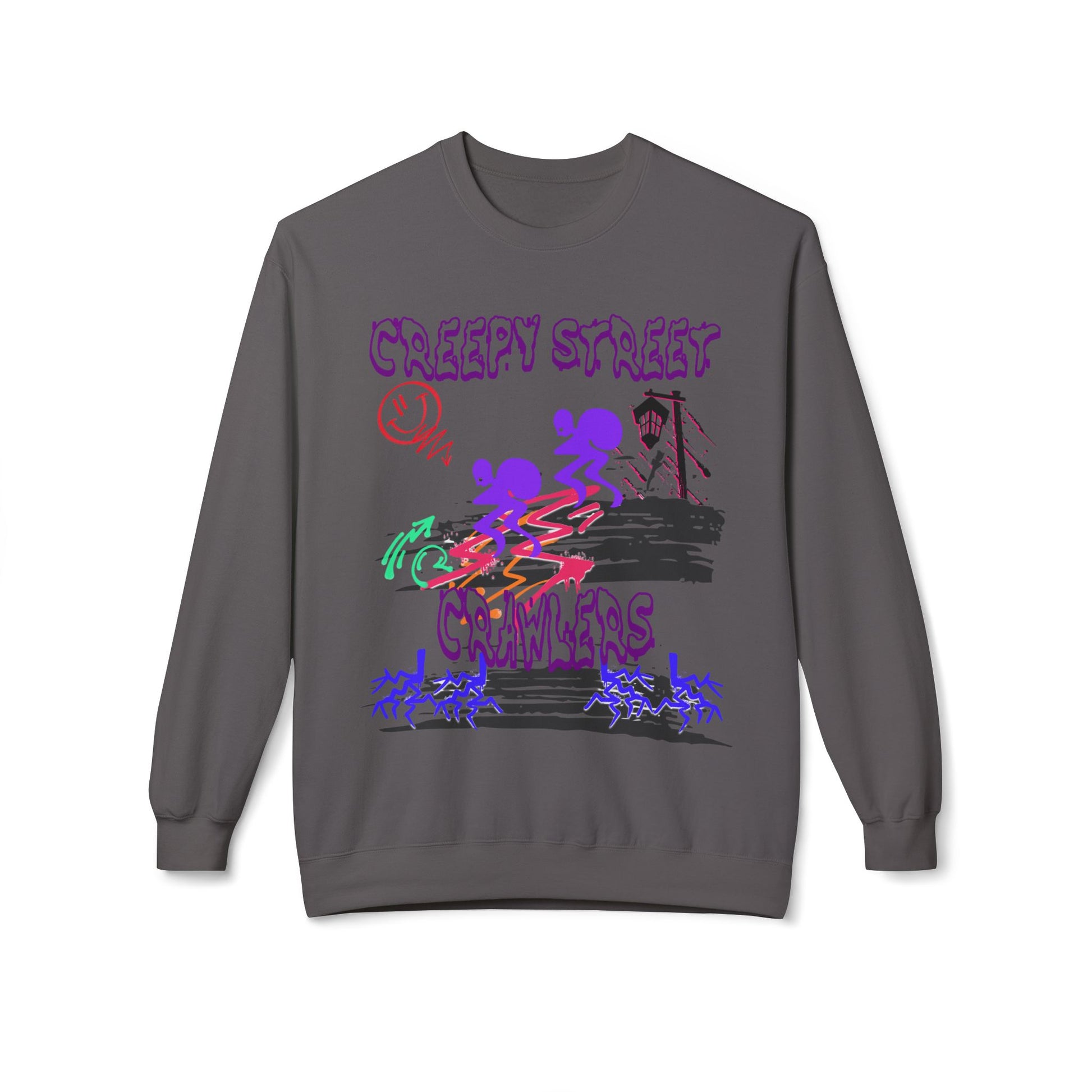 Creepy Street Crawlers Sweatshirt | Cozy Unisex Fleece Crewneck | Ideal for Halloween, Casual Wear, Fall Outings, Gift for Friends