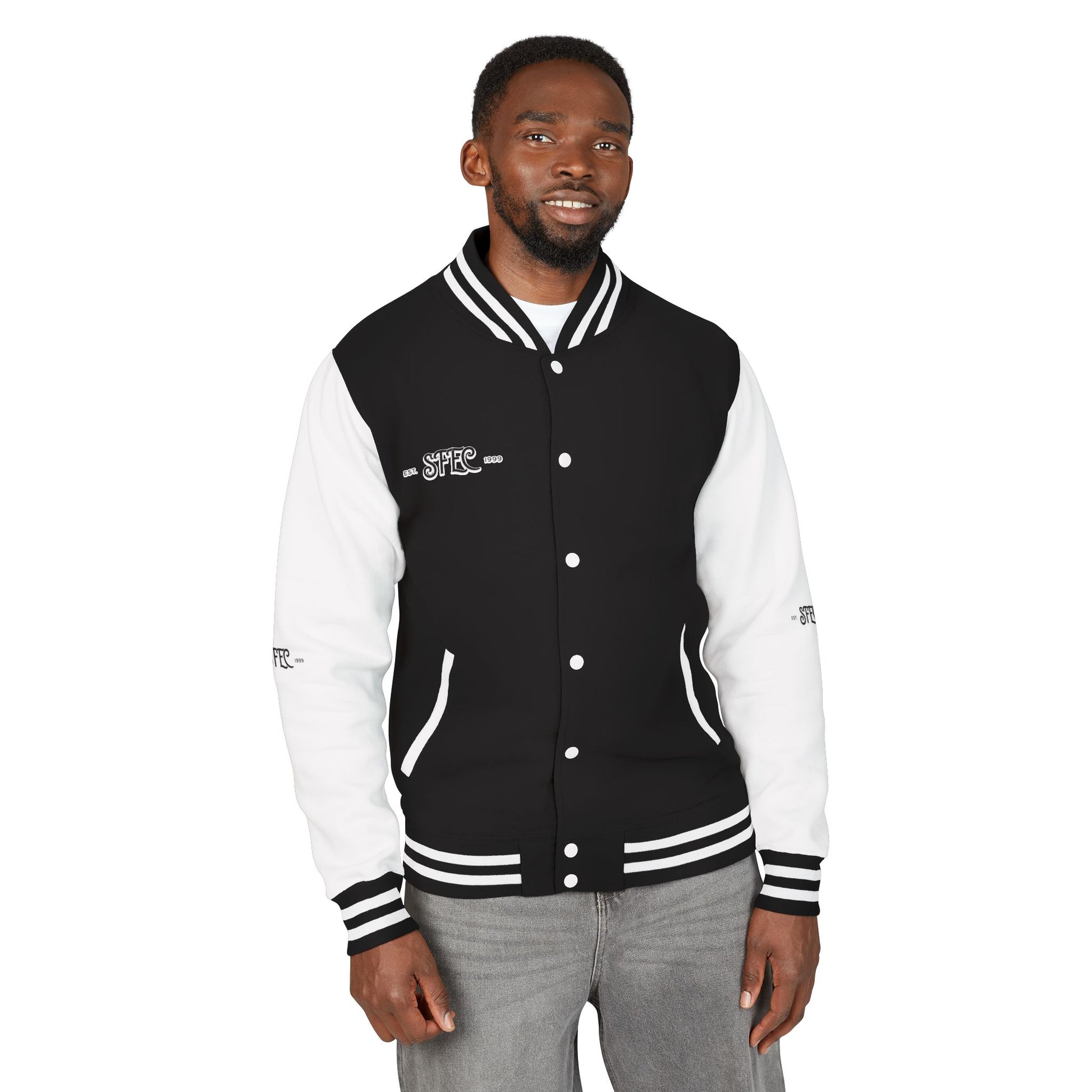 Unisex Varsity Letterman Jacket – Spit Fire Echo Change Embroidered Design