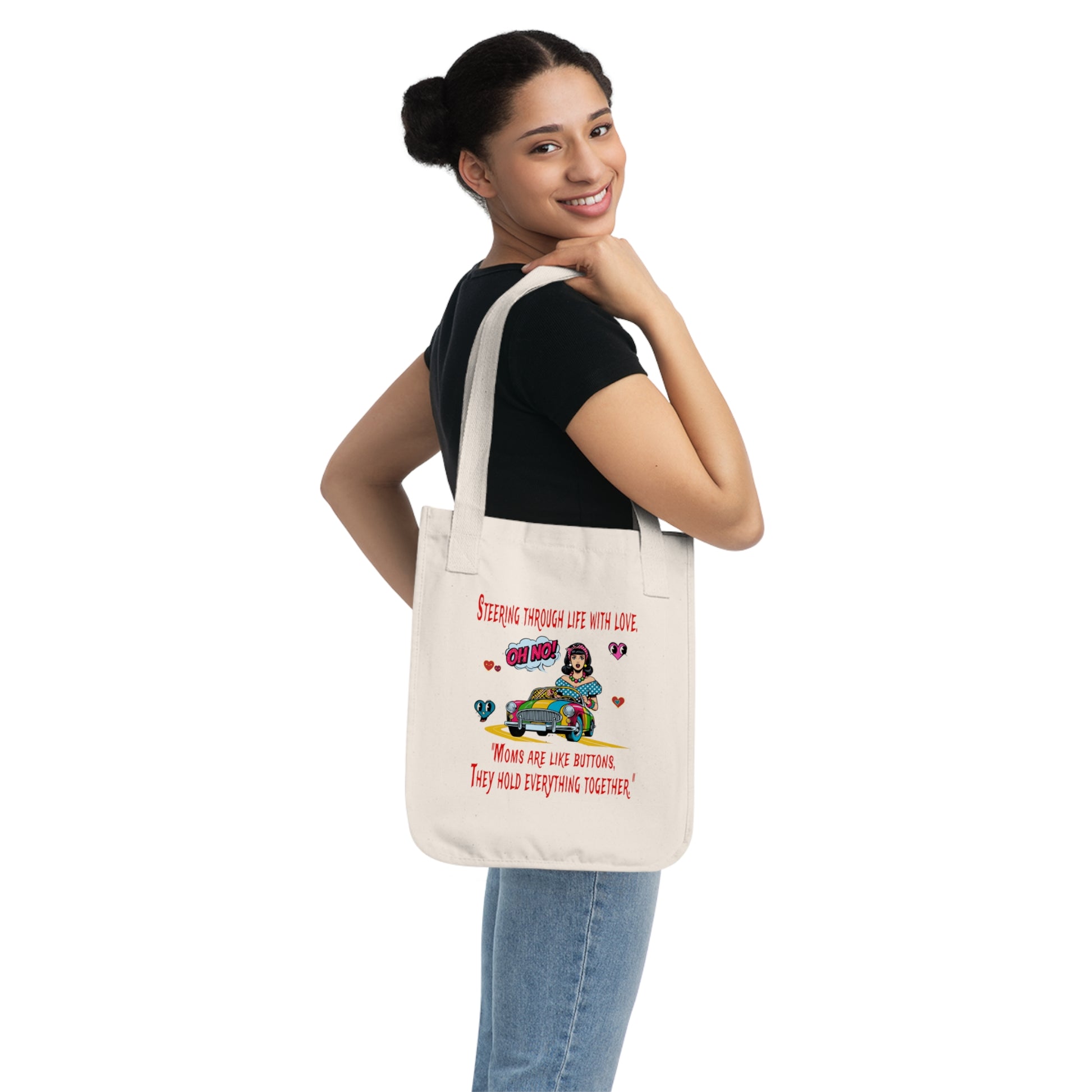 Organic Canvas Tote Bag - Fun & Whimsical Design for Moms, Eco-Friendly Gift, Grocery Bag, Everyday Use, Travel Companion