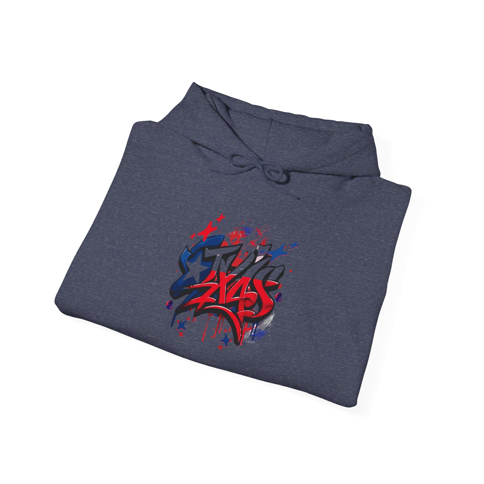 Patriotic Graffiti Hoodie, Cozy Sweatshirt for Casual Wear, Perfect Gift for July 4th, Stylish Streetwear, Unisex Fashion