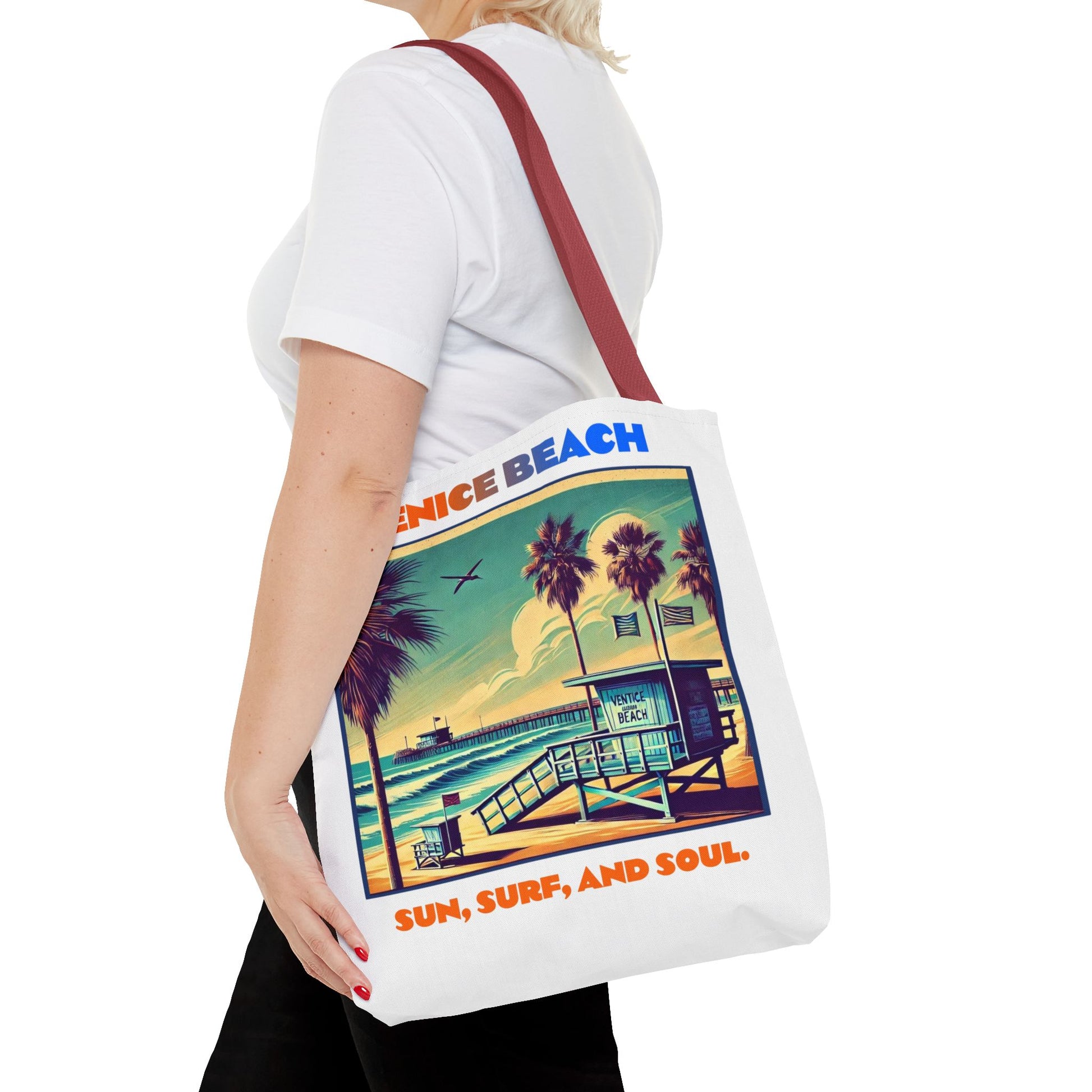 Venice Beach Tote Bag - Sun, Surf, and Soul, Beach Bag, Eco-Friendly, Summer Essential, Travel Tote, Gift for Beach Lovers