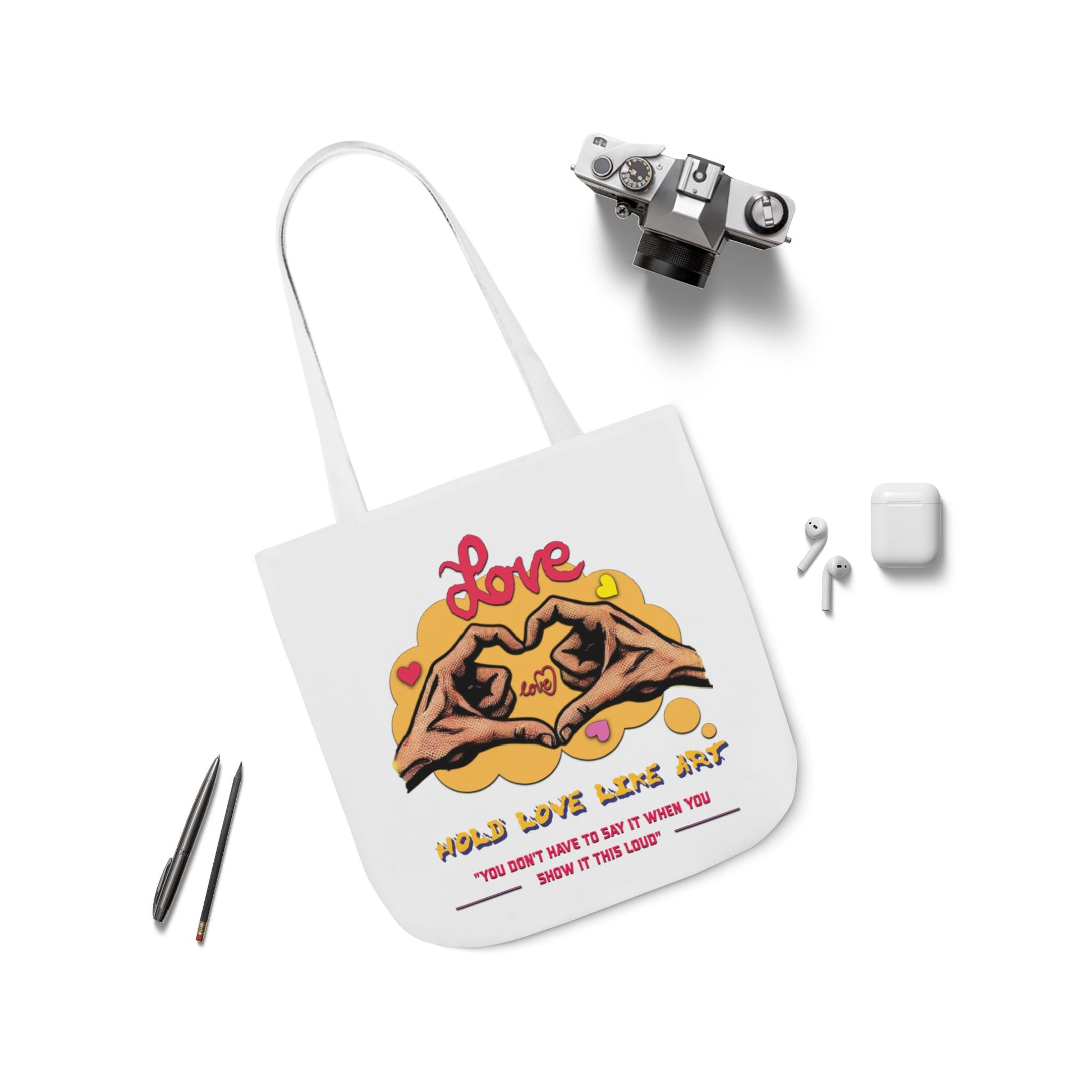 Love Canvas Tote Bag with 5-Color Straps - Perfect for Everyday Use, Gifts, Shopping, Eco-Friendly, Valentine's Day