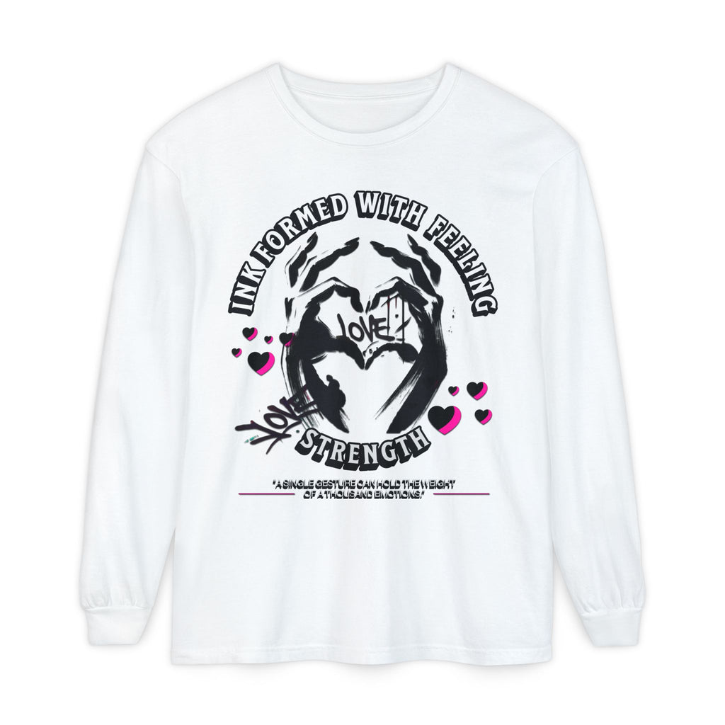 Wearable Art Long-Sleeve Tee  T-Shirt Love and Strength Graphic Design