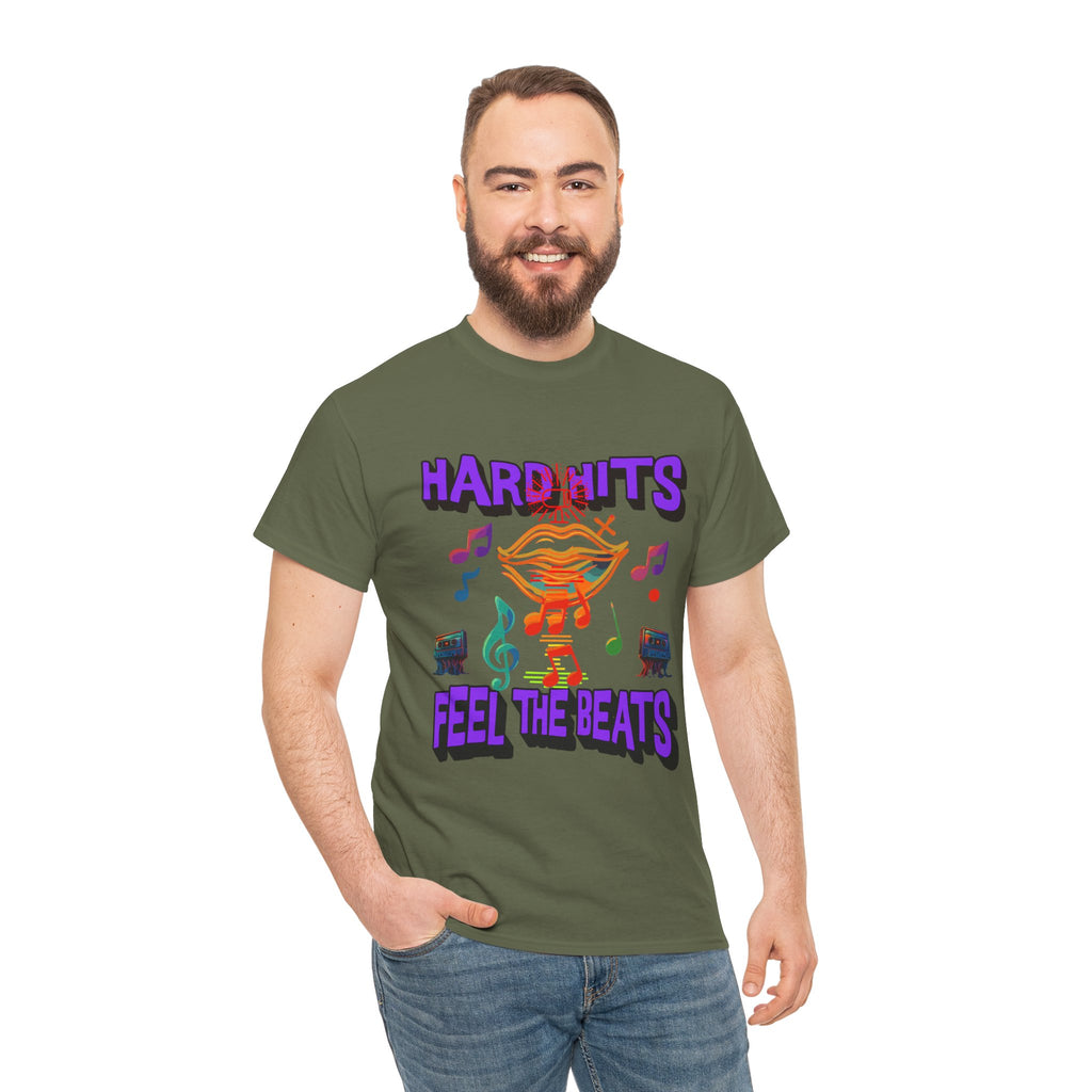 Music Lover Tee - Hard Hits Feel The Beats, Unisex Cotton Shirt, Perfect Gift for Musicians, Concerts, Festivals, Casual Wear