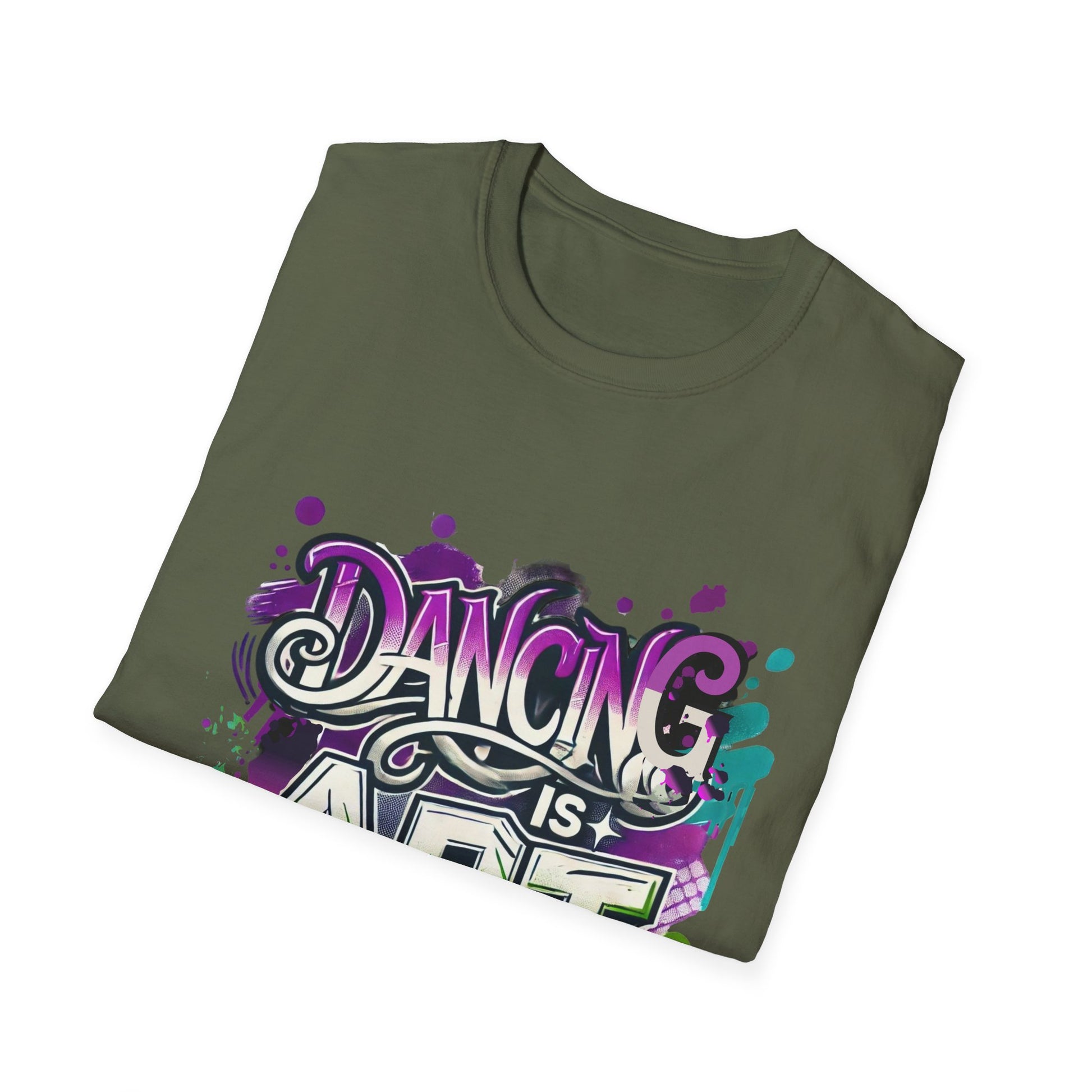 Dance Tee Unisex Softstyle T-Shirt: Dancing is Art & Unfiltered Moves Design