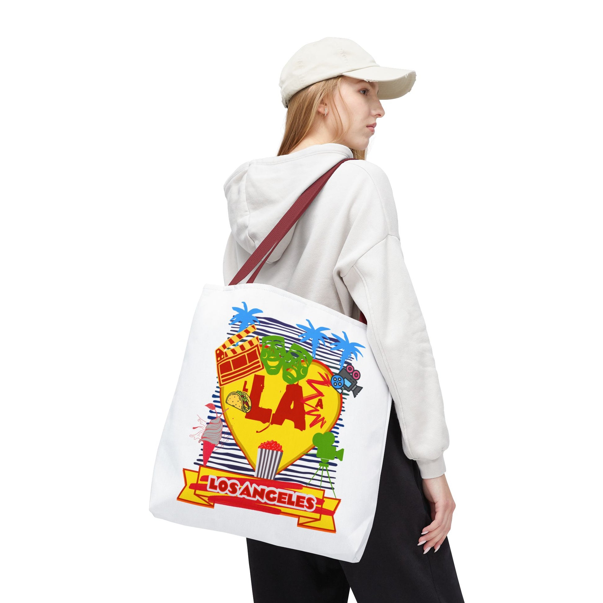 Los Angeles Love Tote Bag, Fun Beach Bag, Travel Tote, Summer Accessory, Gift for Travelers, AOP Design
