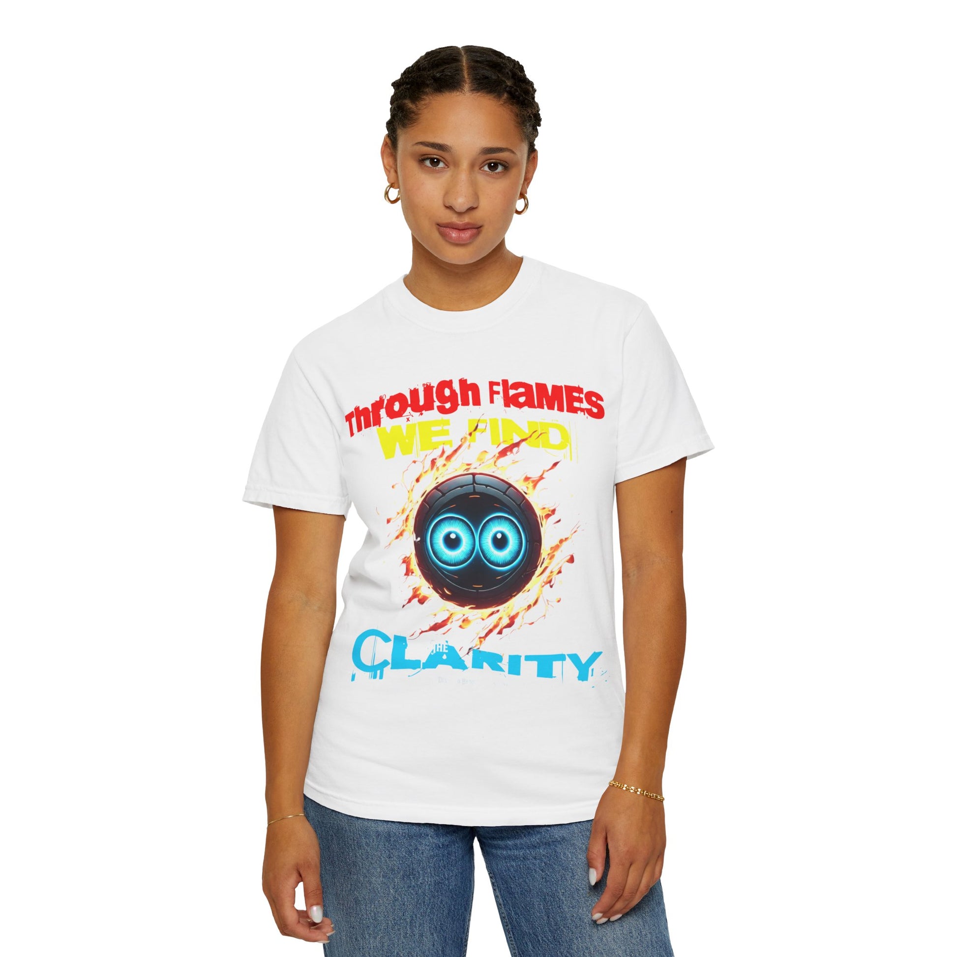 Through Flames Clarity T-shirt | Inspirational Graphic Tee for Youth, Unisex Casual Wear, Perfect Gift for Occasions, Motivational T-shirt
