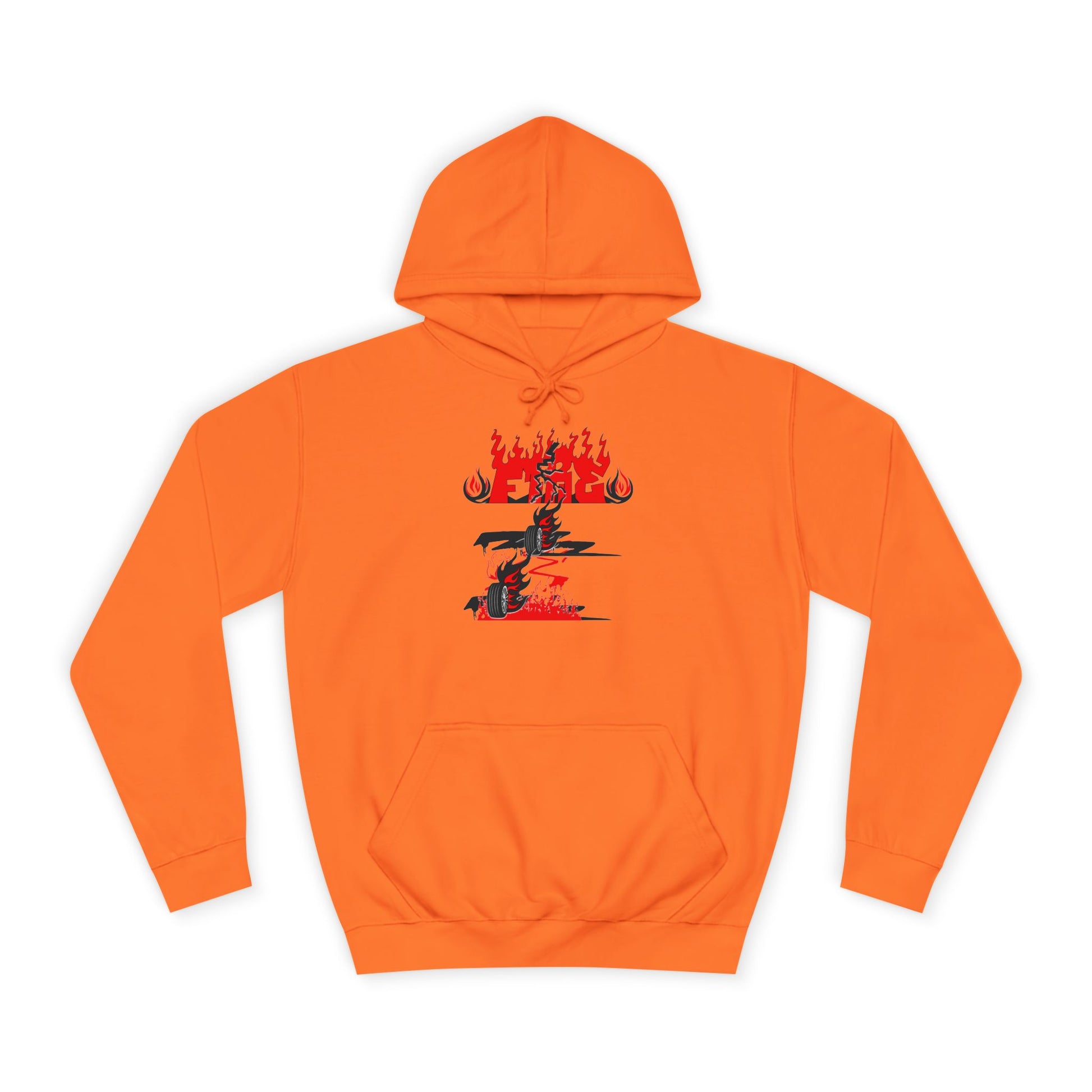 College Hoodie - "Fire" - Unisex Hooded Sweatshirt, Campus Apparel, Gift for Students, College Life, Orange Hoodie