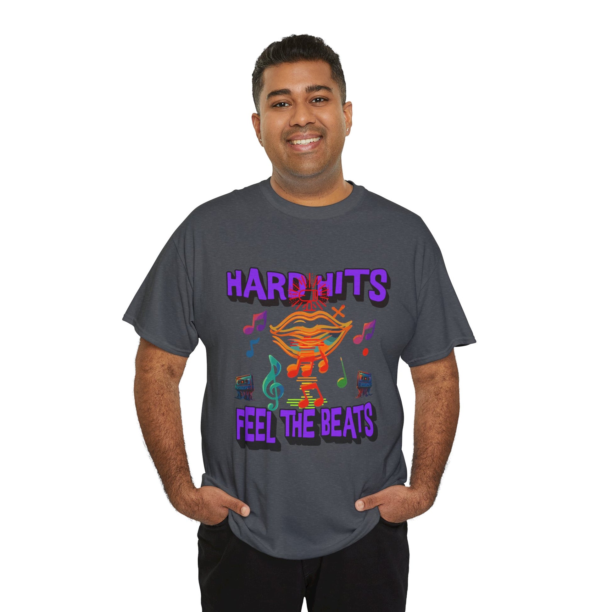 Music Lover Tee - Hard Hits Feel The Beats, Unisex Cotton Shirt, Perfect Gift for Musicians, Concerts, Festivals, Casual Wear