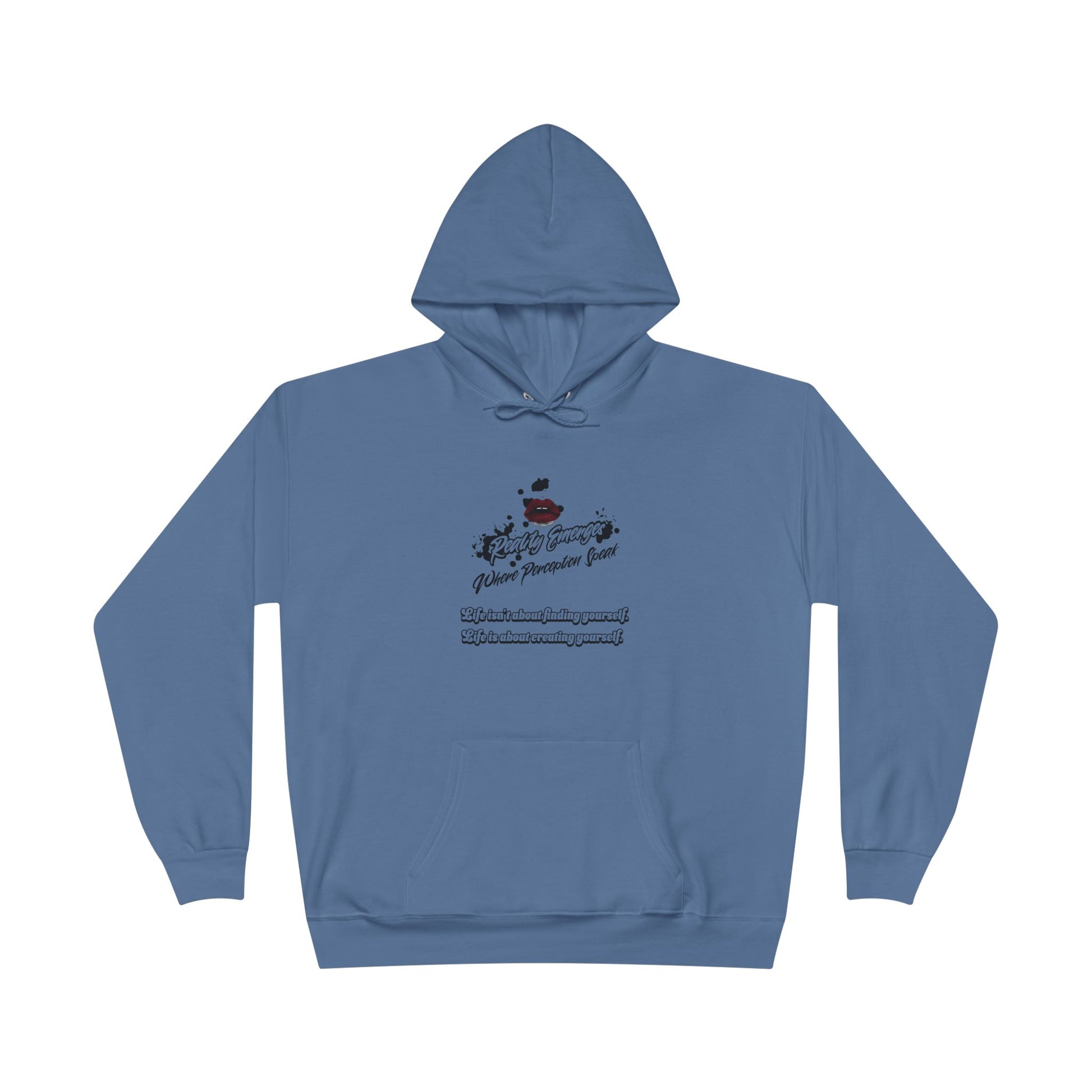 Hoodie Reality Emerges Where Perception Speaks Red Lips and Ink Splatter Design