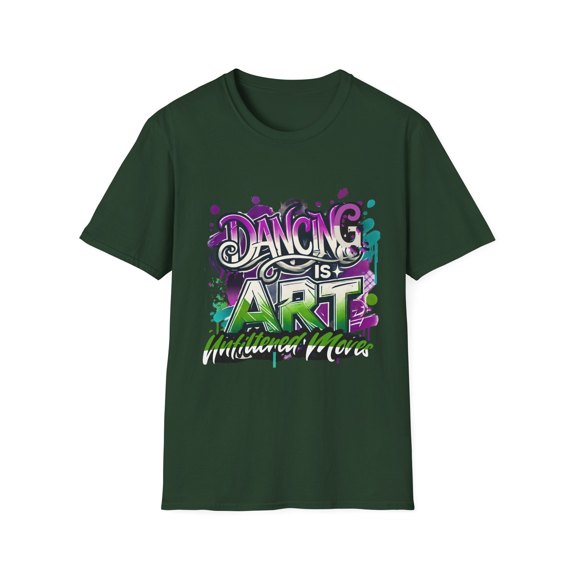 Dance Tee Unisex Softstyle T-Shirt: Dancing is Art & Unfiltered Moves Design
