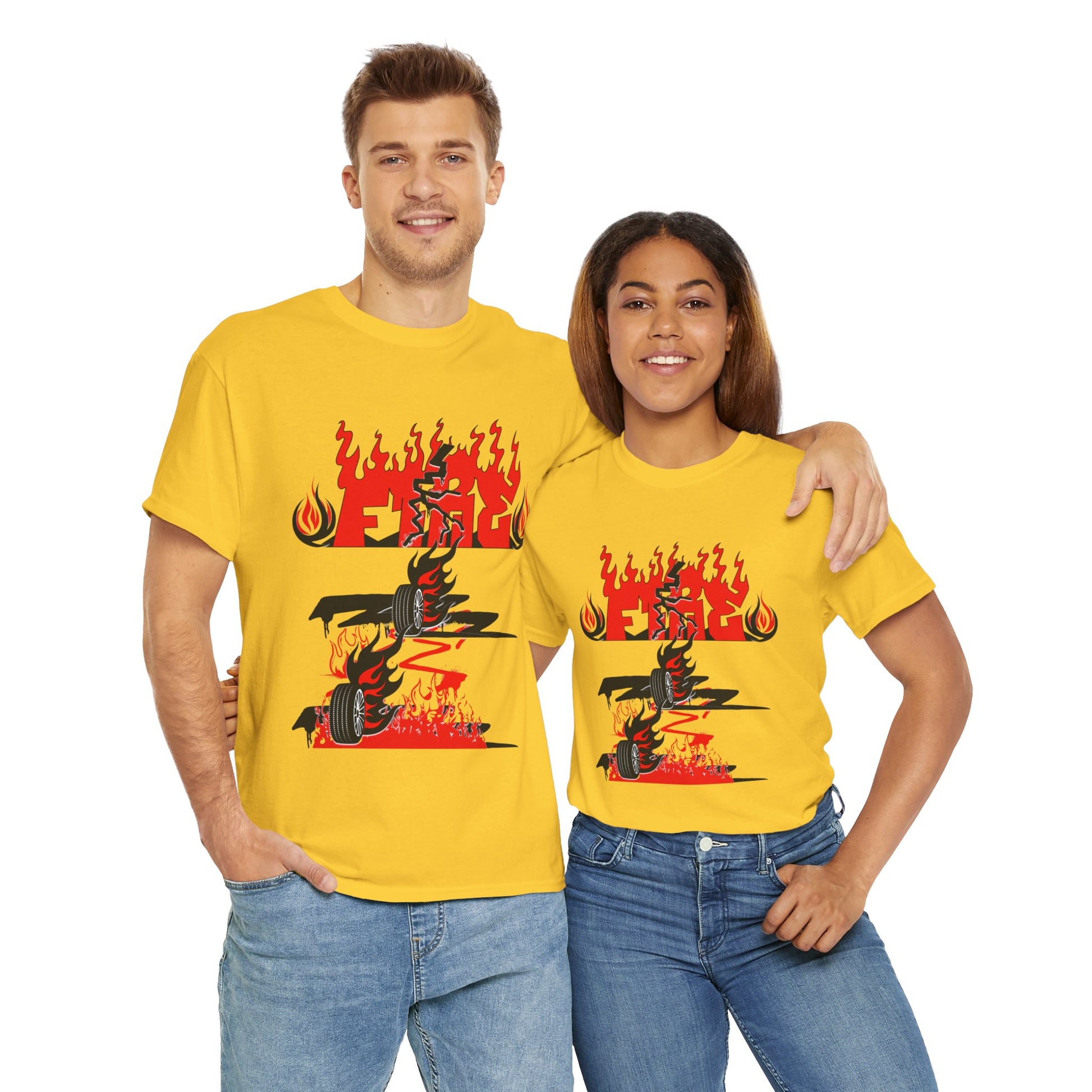 Fire Graphic Unisex Tee, Graphic T-Shirt, Casual Wear, Street Style, Gift for Him/Her, Festival Outfit