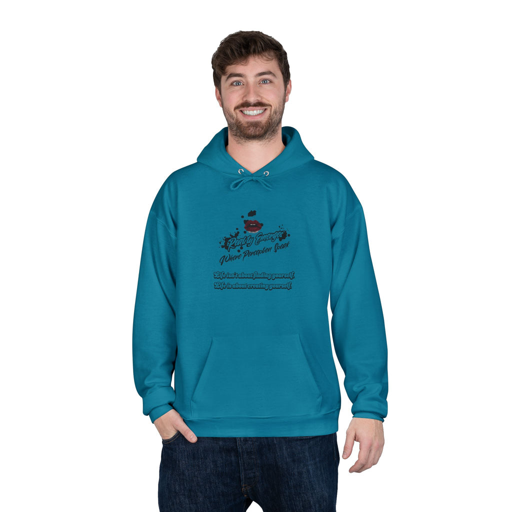 Hoodie Reality Emerges Where Perception Speaks Red Lips and Ink Splatter Design
