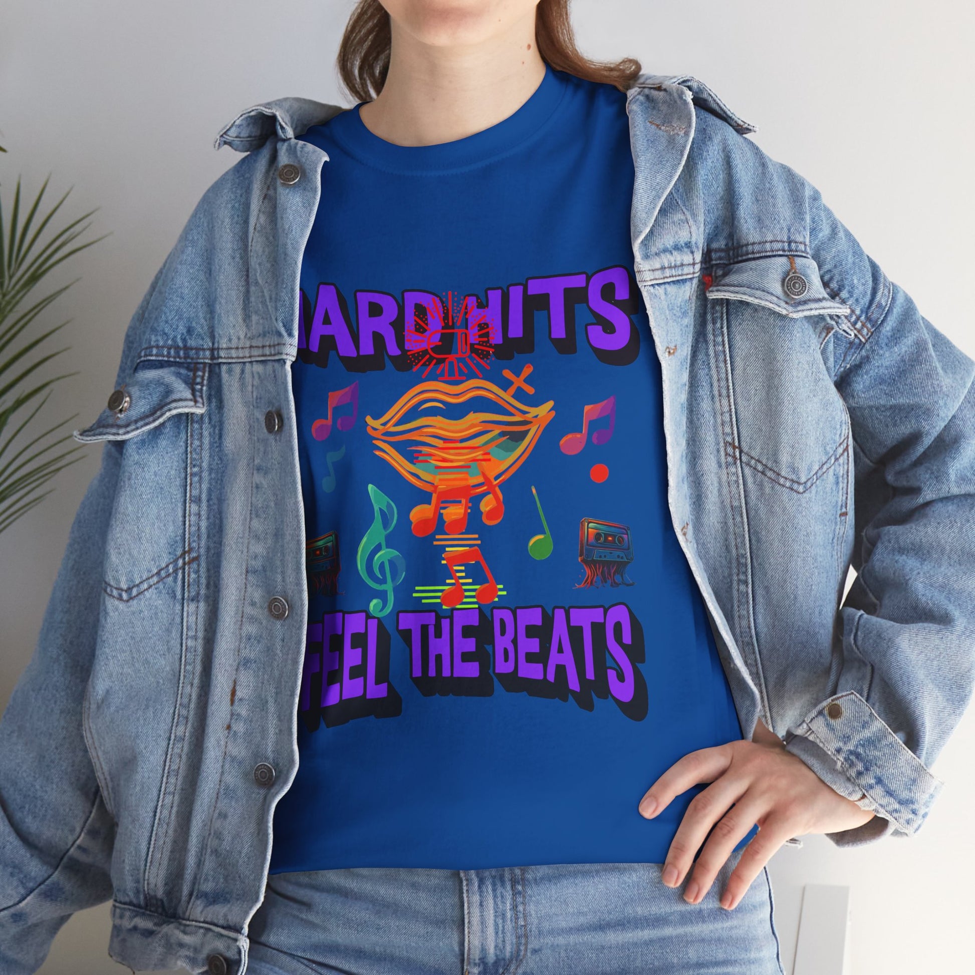 Music Lover Tee - Hard Hits Feel The Beats, Unisex Cotton Shirt, Perfect Gift for Musicians, Concerts, Festivals, Casual Wear