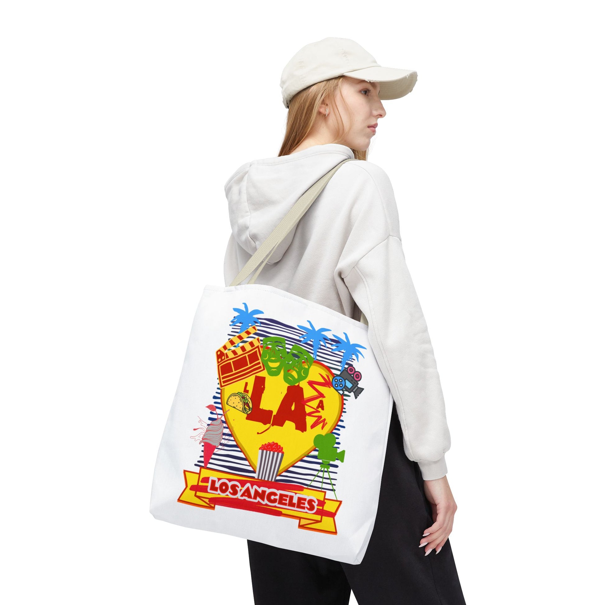 Los Angeles Love Tote Bag, Fun Beach Bag, Travel Tote, Summer Accessory, Gift for Travelers, AOP Design
