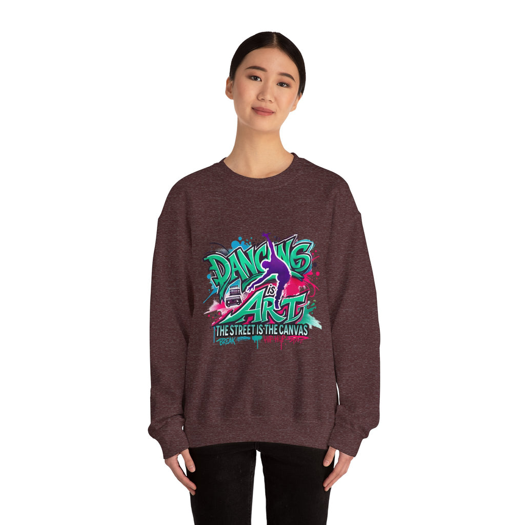 Colorful Street Art Sweatshirt, Unisex Crewneck Pullover, Dance Sweatshirt Gift, Streetwear Apparel, Artsy Fashion