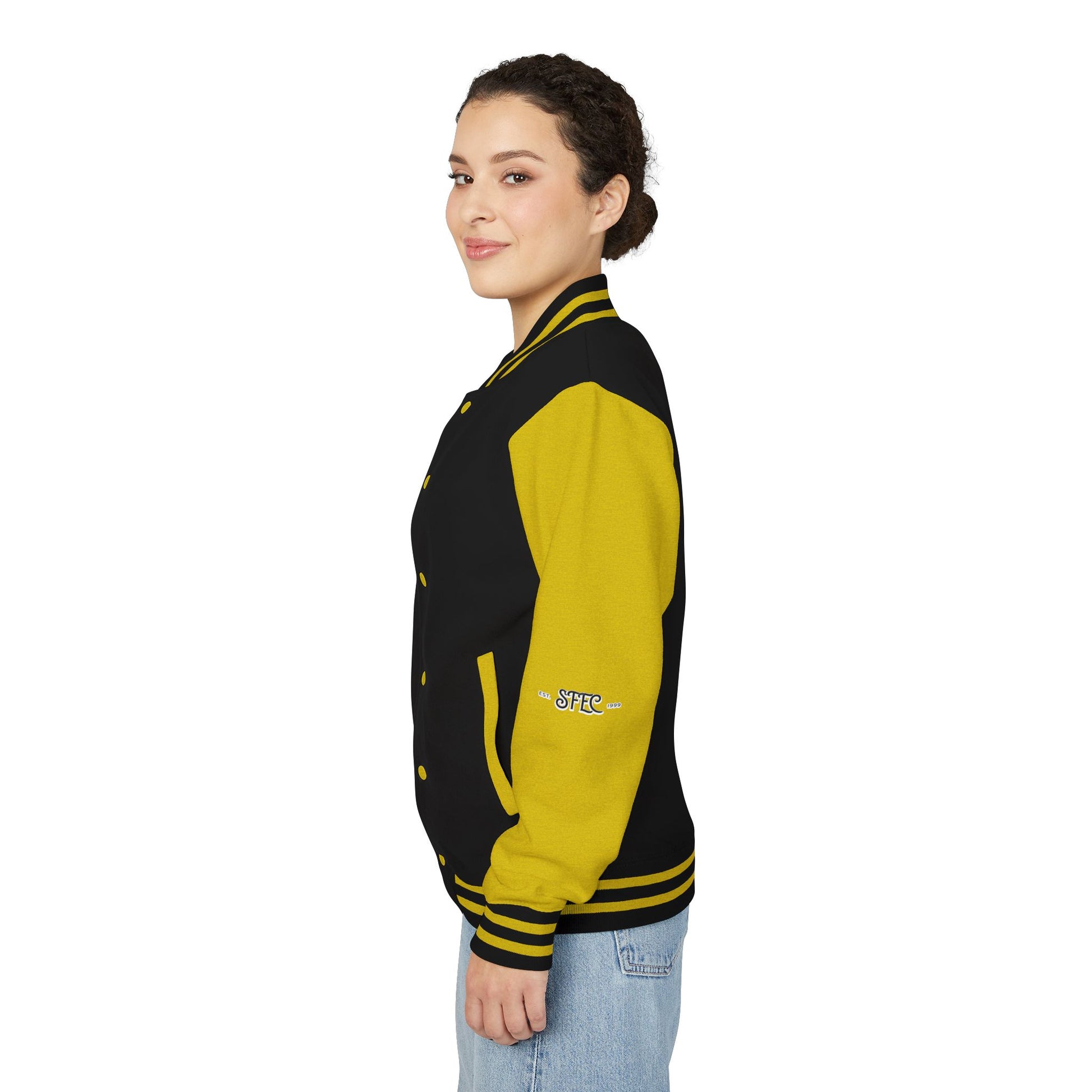Unisex Varsity Letterman Jacket – Spit Fire Echo Change Embroidered Design