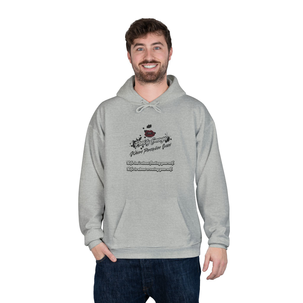 Hoodie Reality Emerges Where Perception Speaks Red Lips and Ink Splatter Design