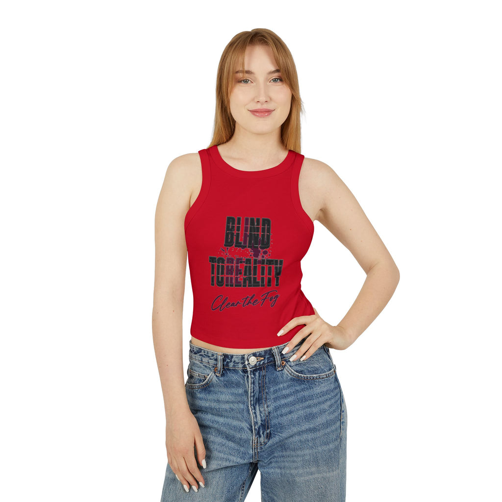 Stylish Women's Micro Rib Racer Tank Top - Perfect for Summer, Casual Wear, Workout, Festivals, Clear the Fog Design